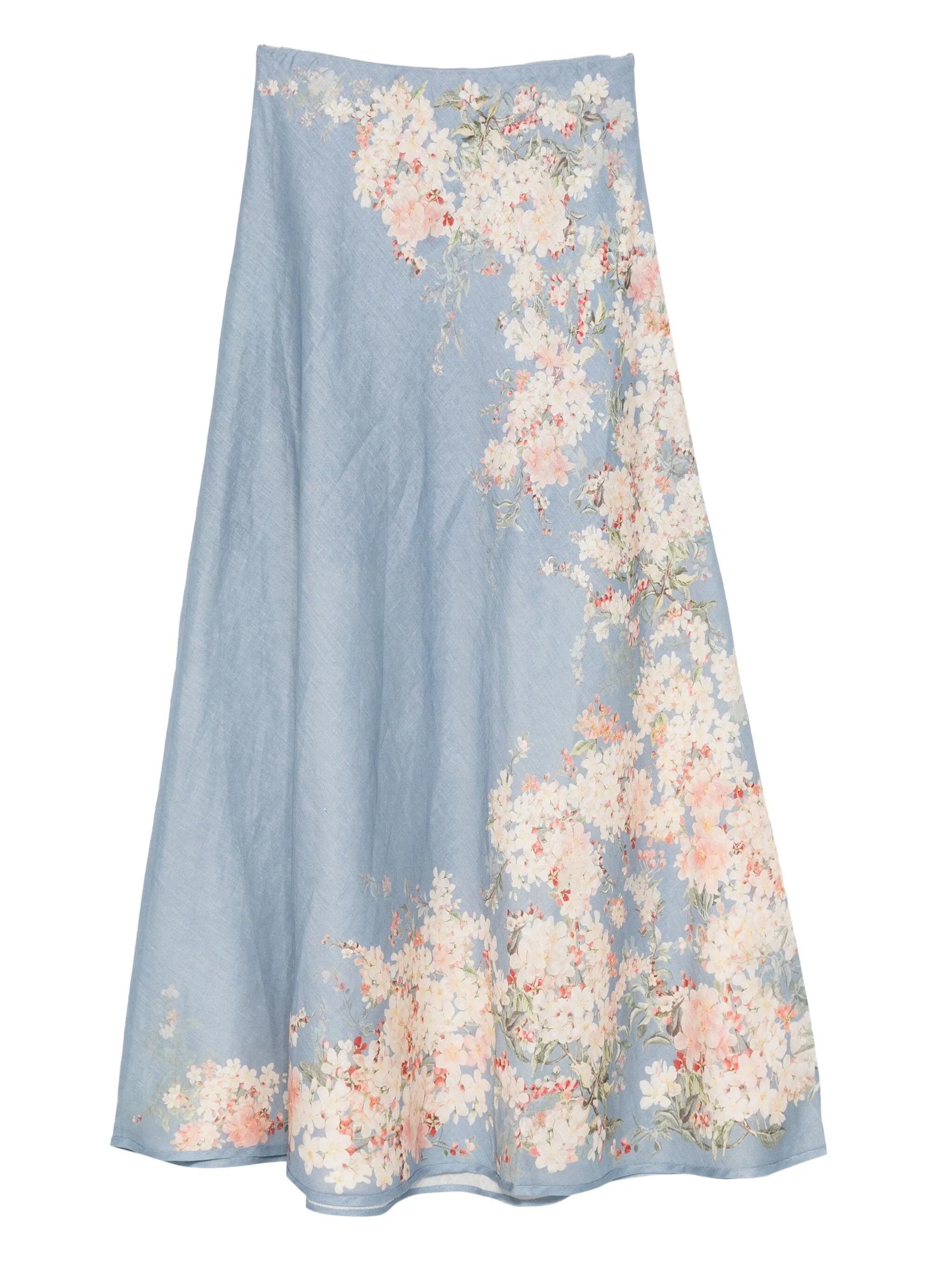 Cascadian floral-print linen skirt