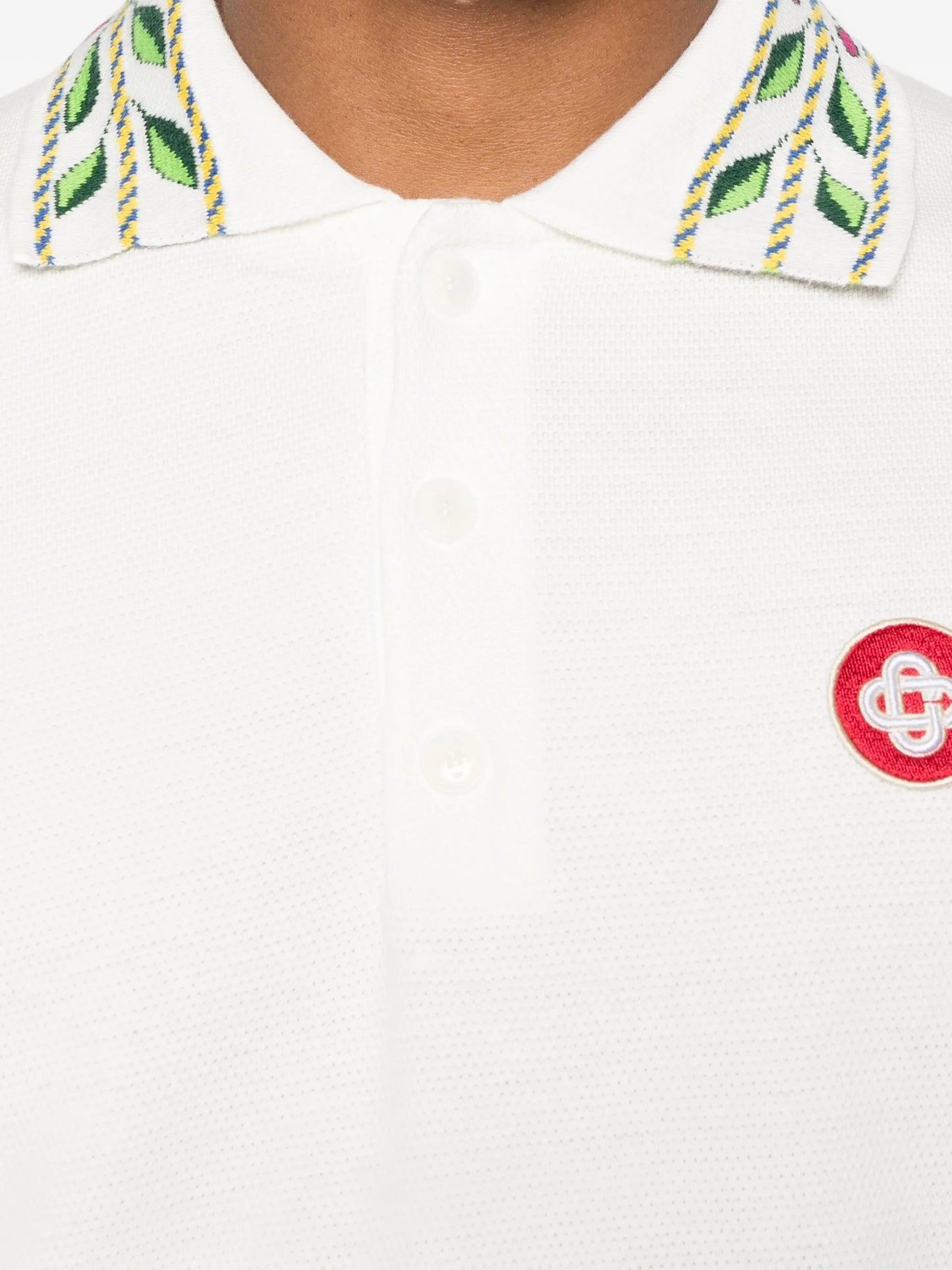 embroidered-collar polo shirt
