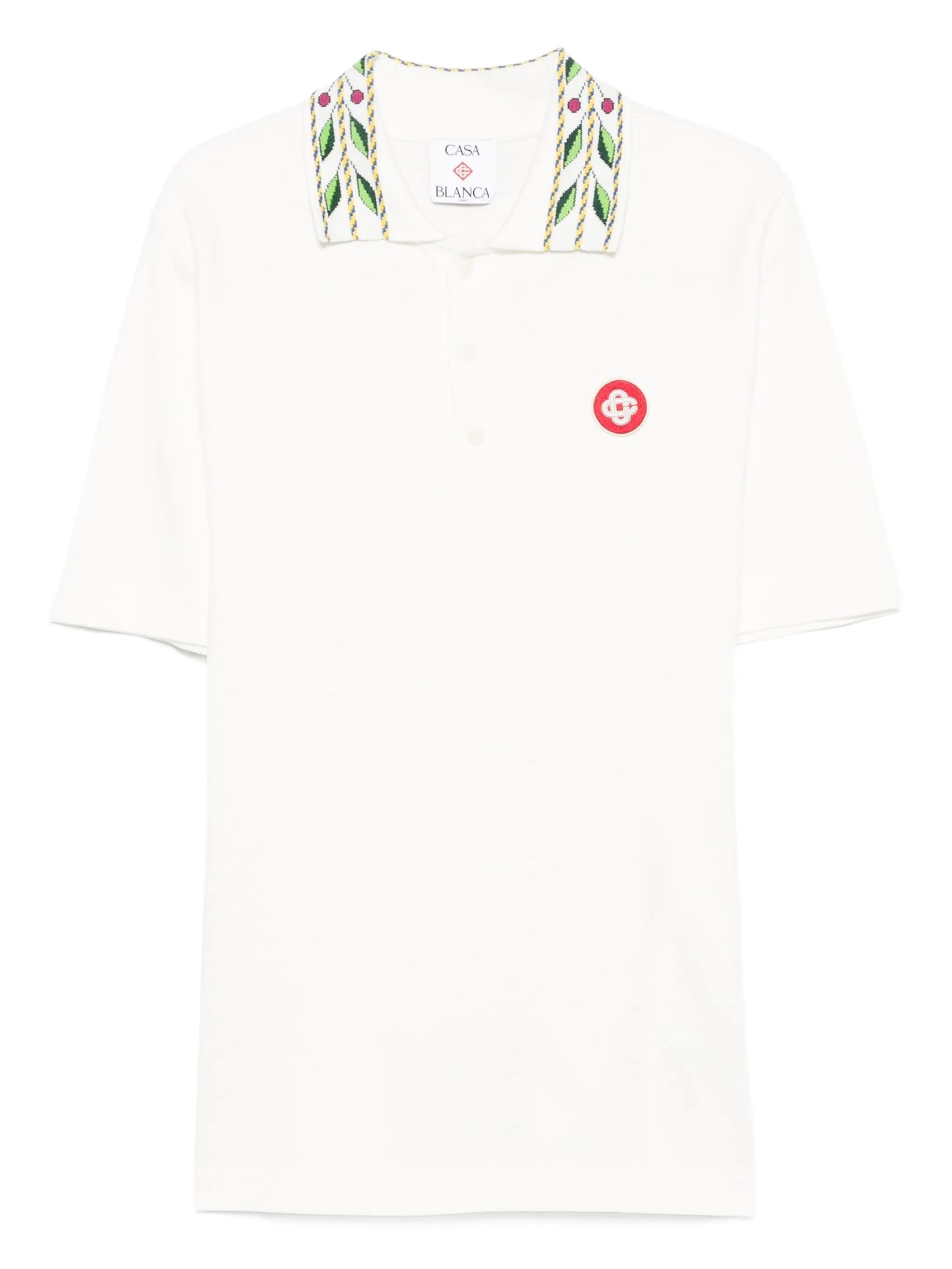 embroidered-collar polo shirt