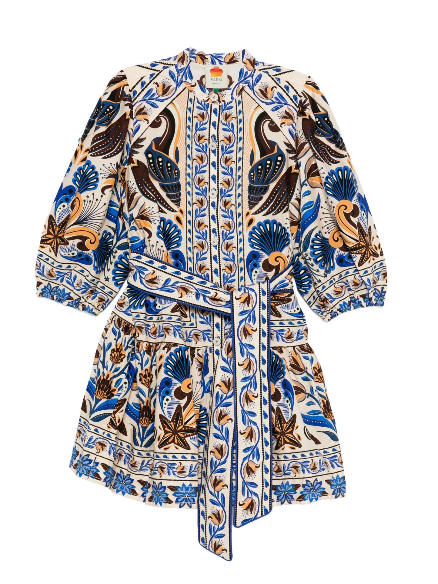 printed belted mini shirt dress
