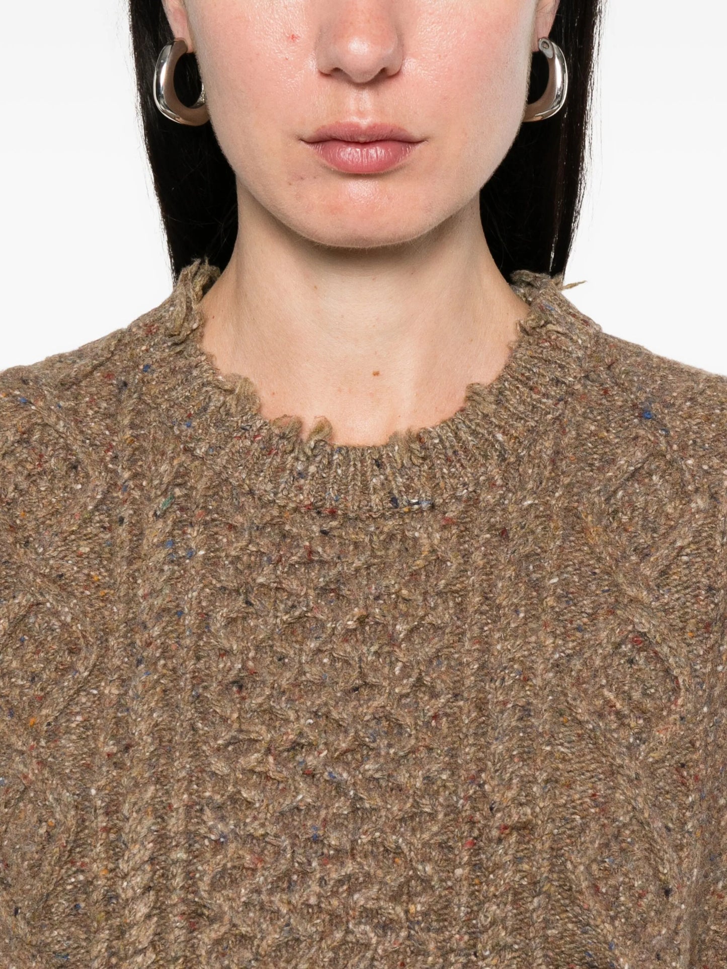 cable-knit frayed sweater