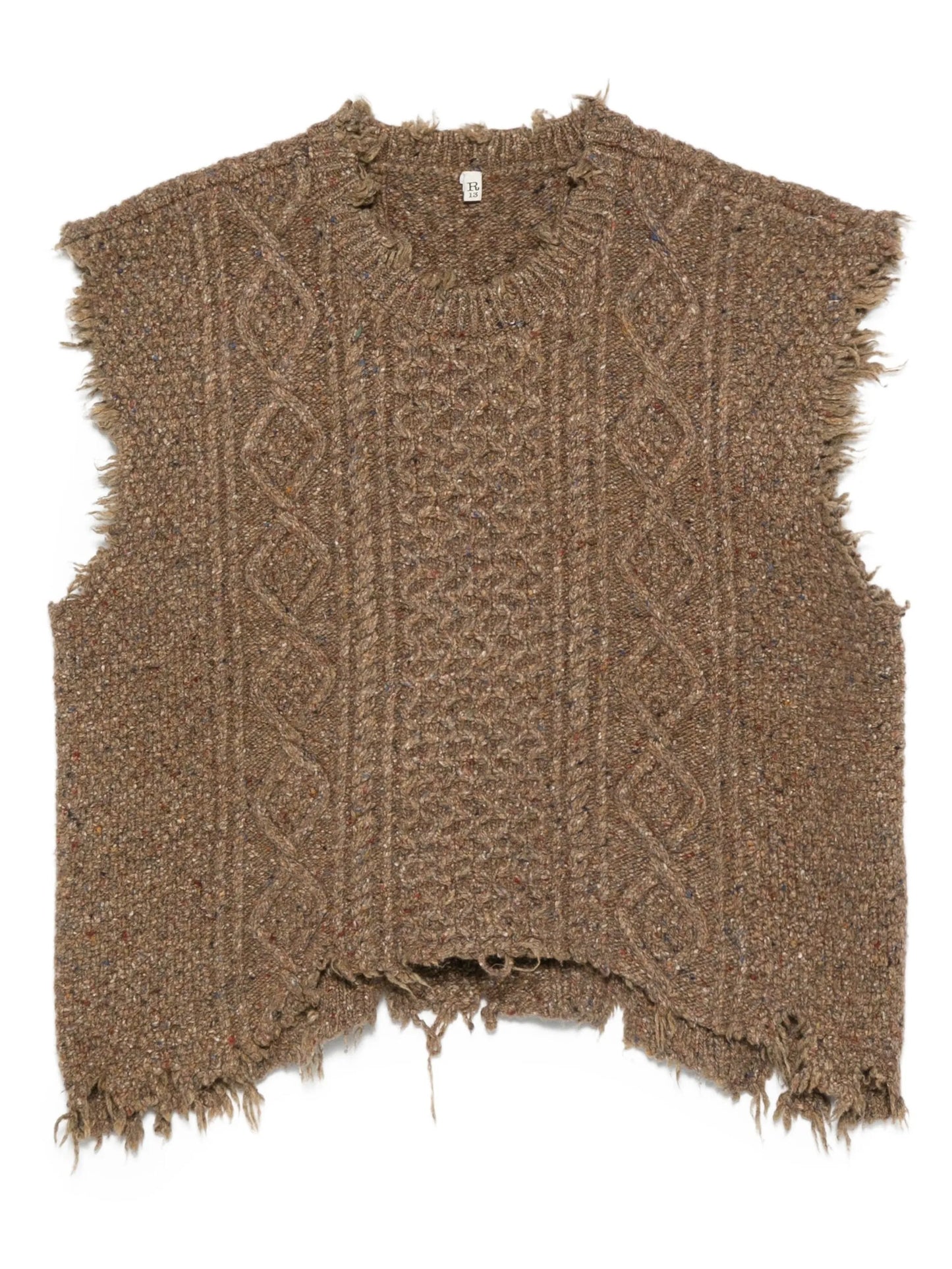 cable-knit frayed sweater