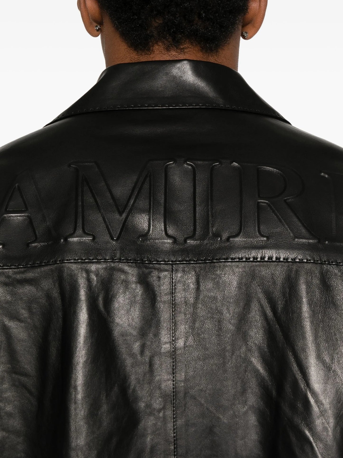 leather camp-collar shirt