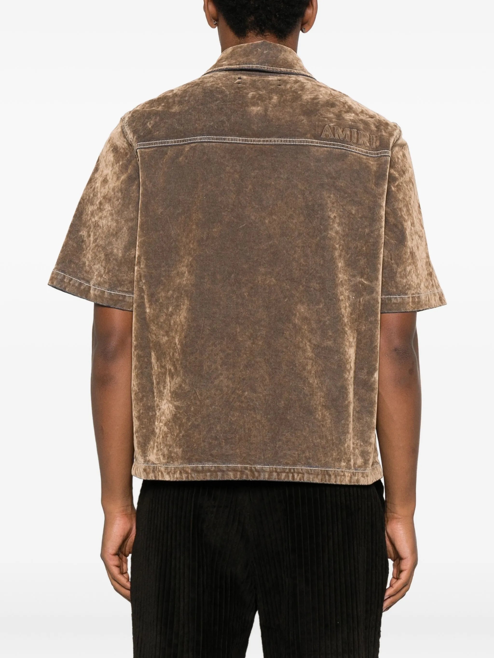 velvet patch-pocket shirt