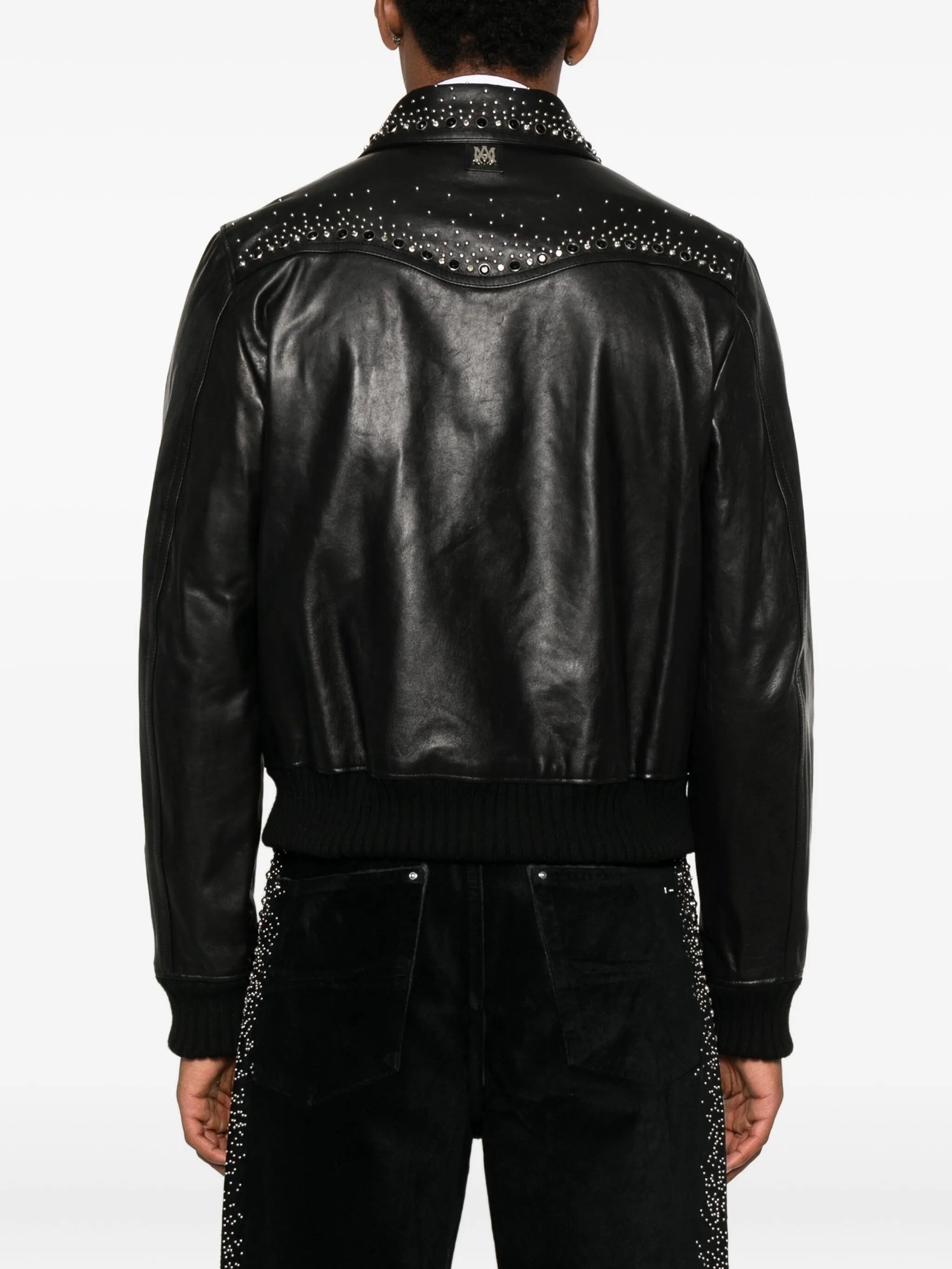 crystal-embellished leather jacket