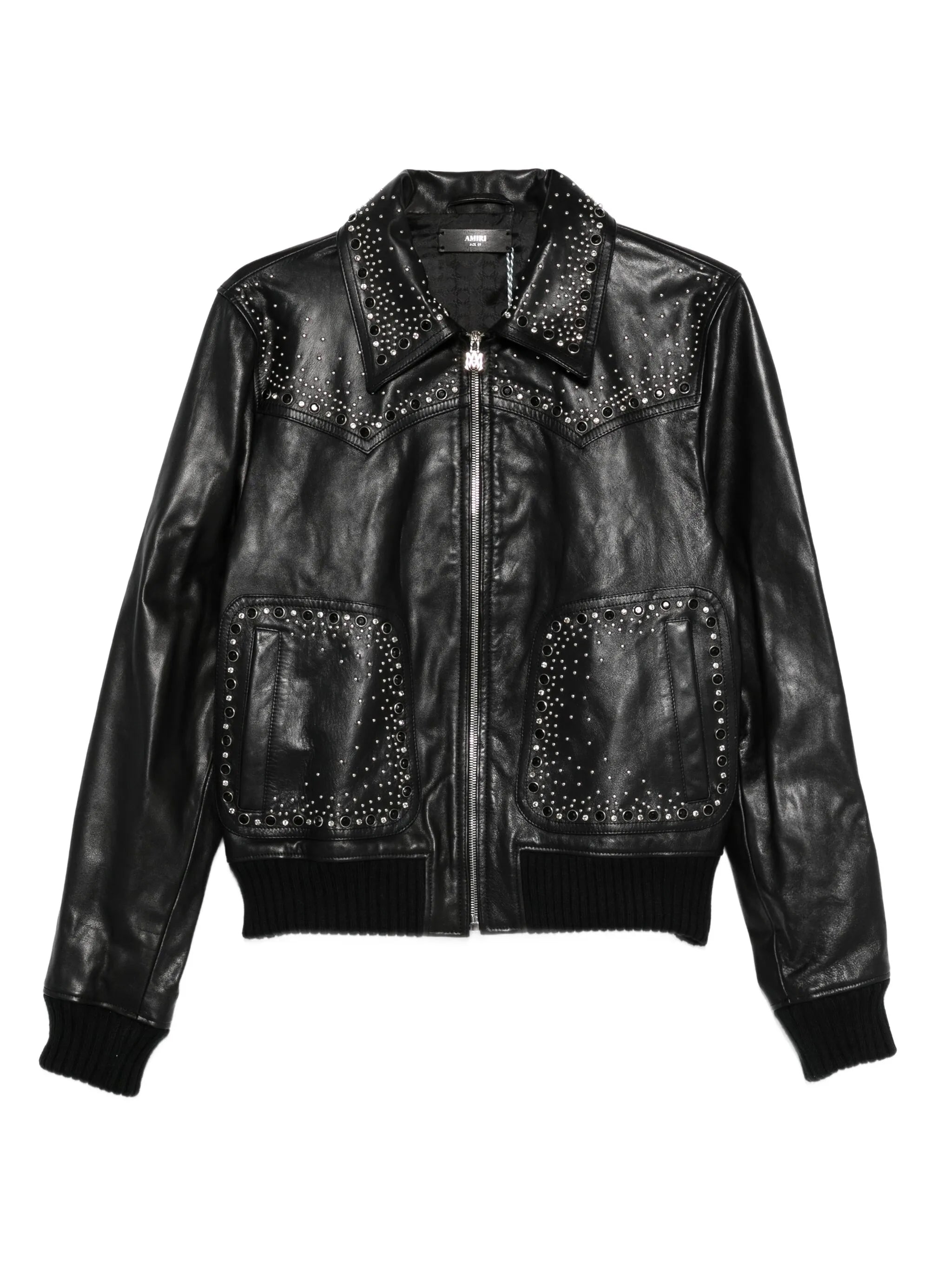 crystal-embellished leather jacket