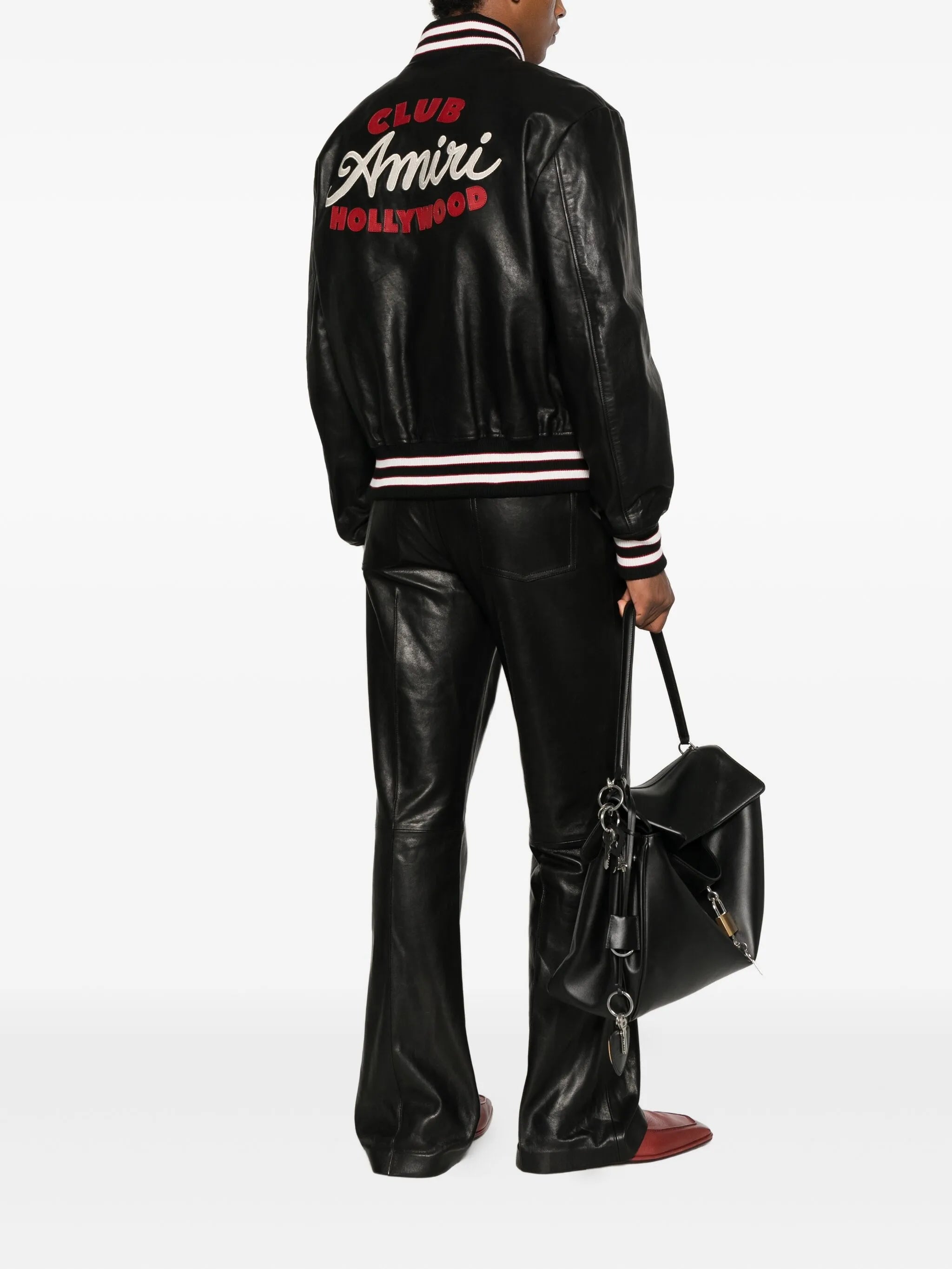 embroidered leather varsity jacket