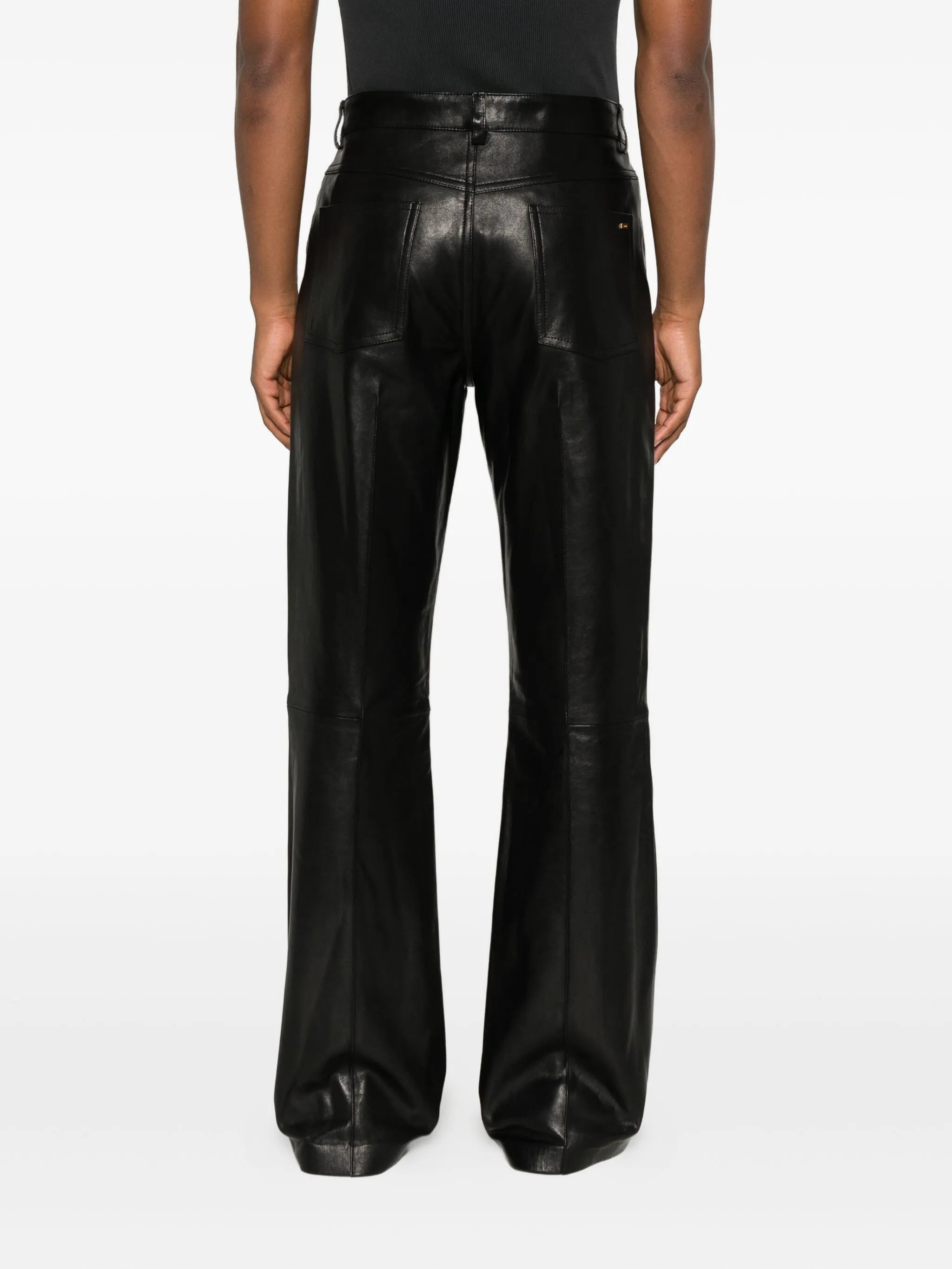 leather bootcut trousers