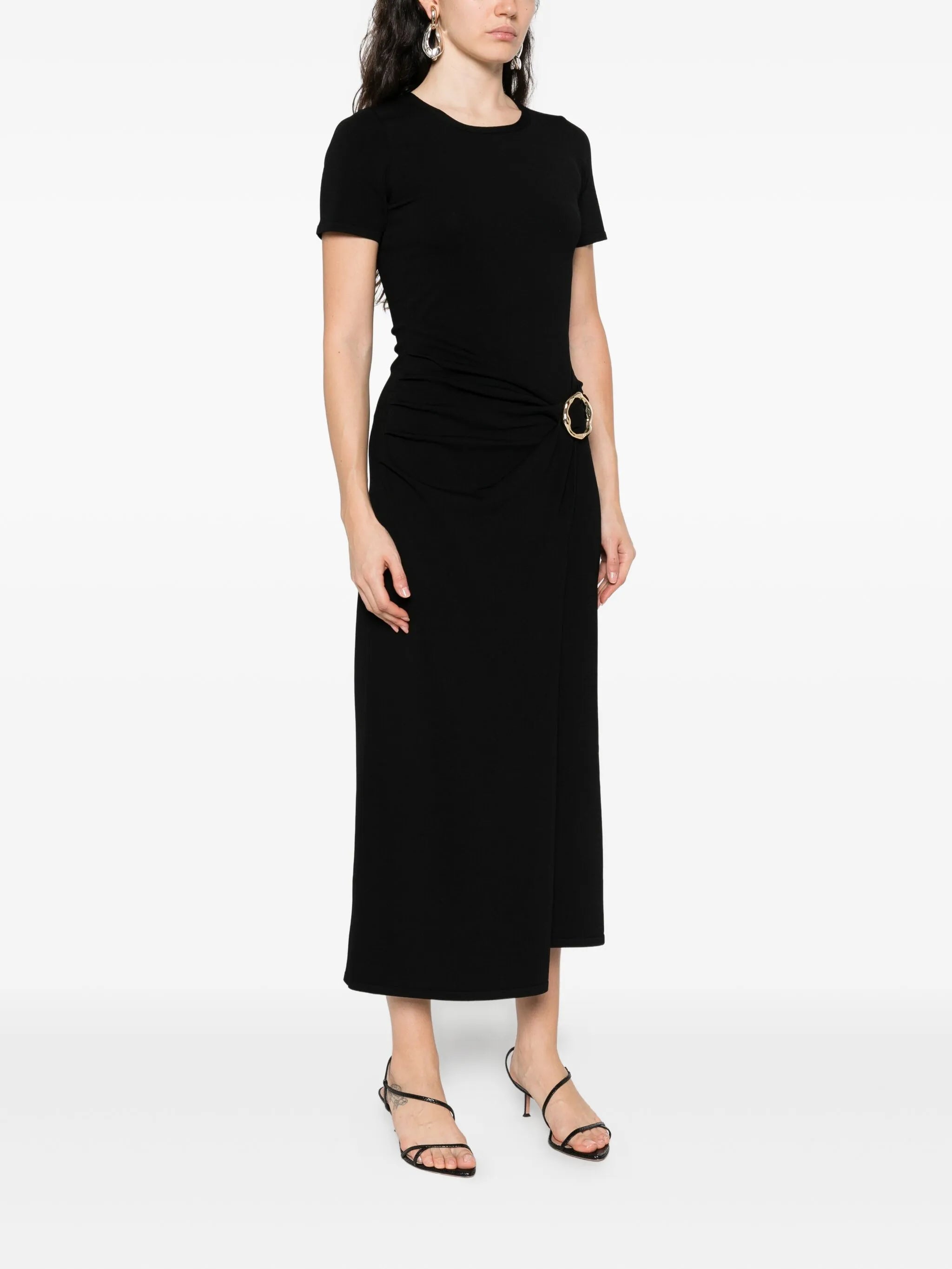 belted draped dress