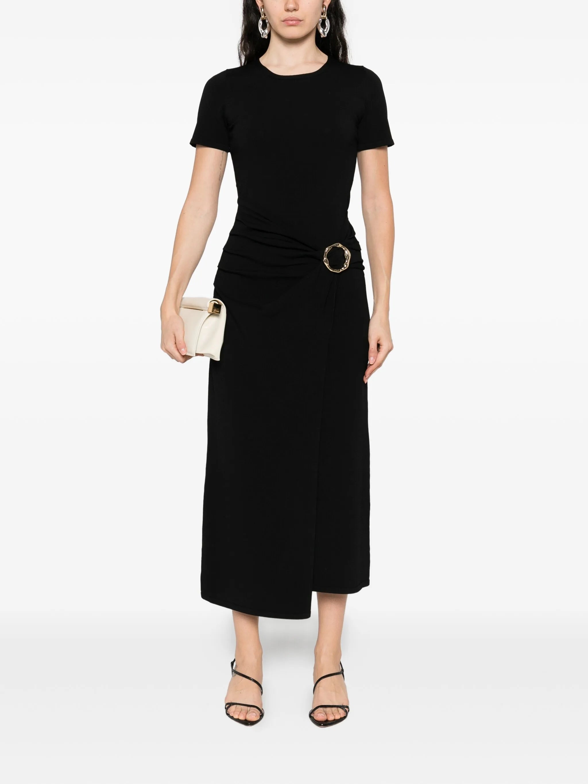 belted draped dress