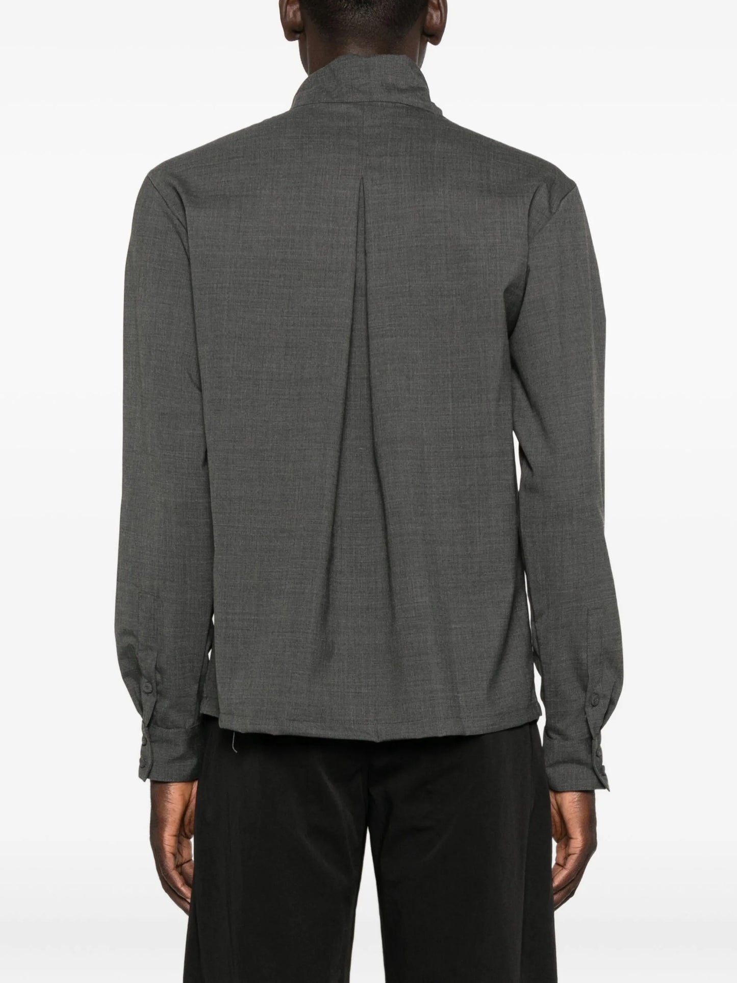 high-neck gathered-detail shirt