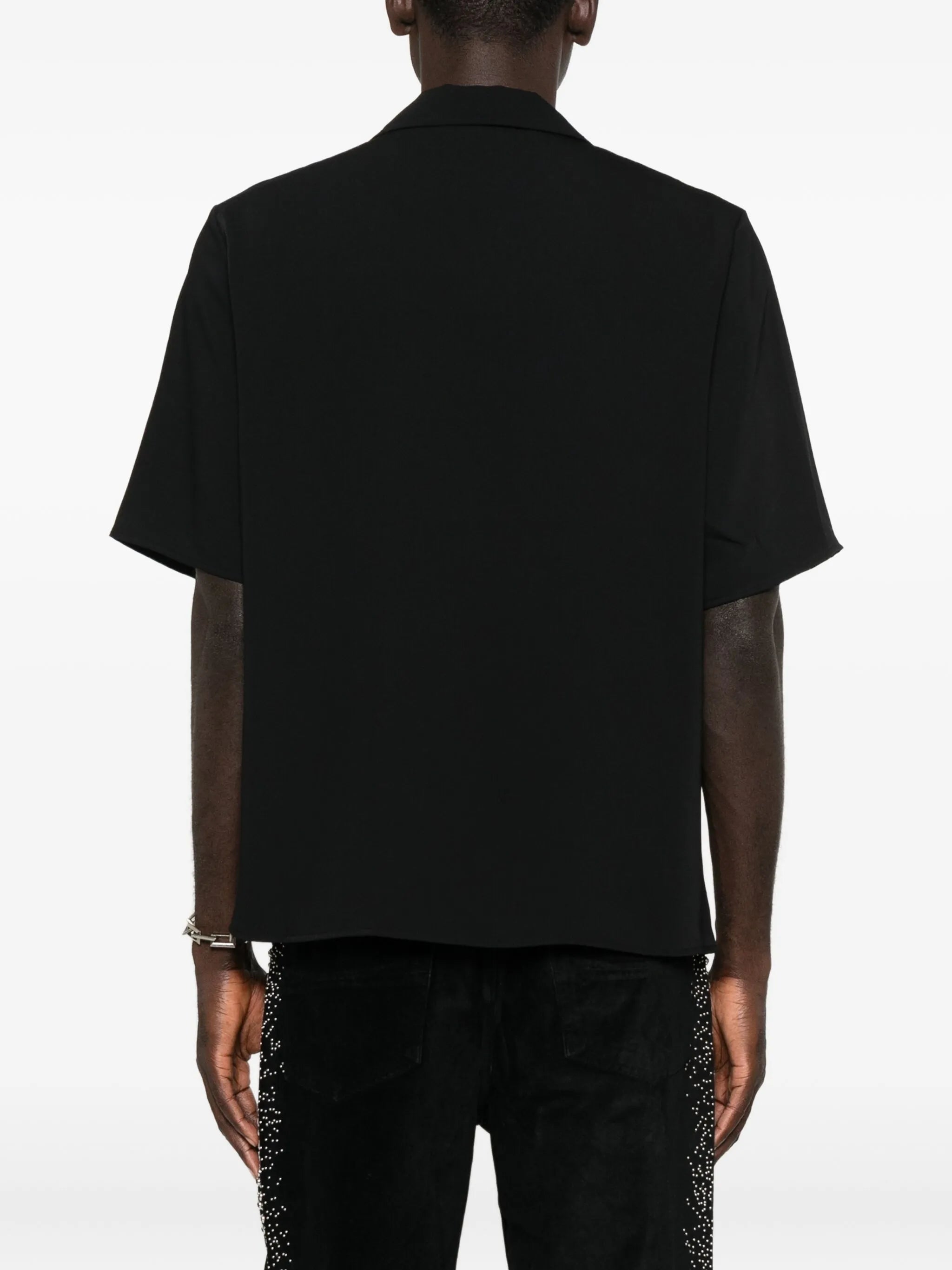 floral-collar panelled shirt