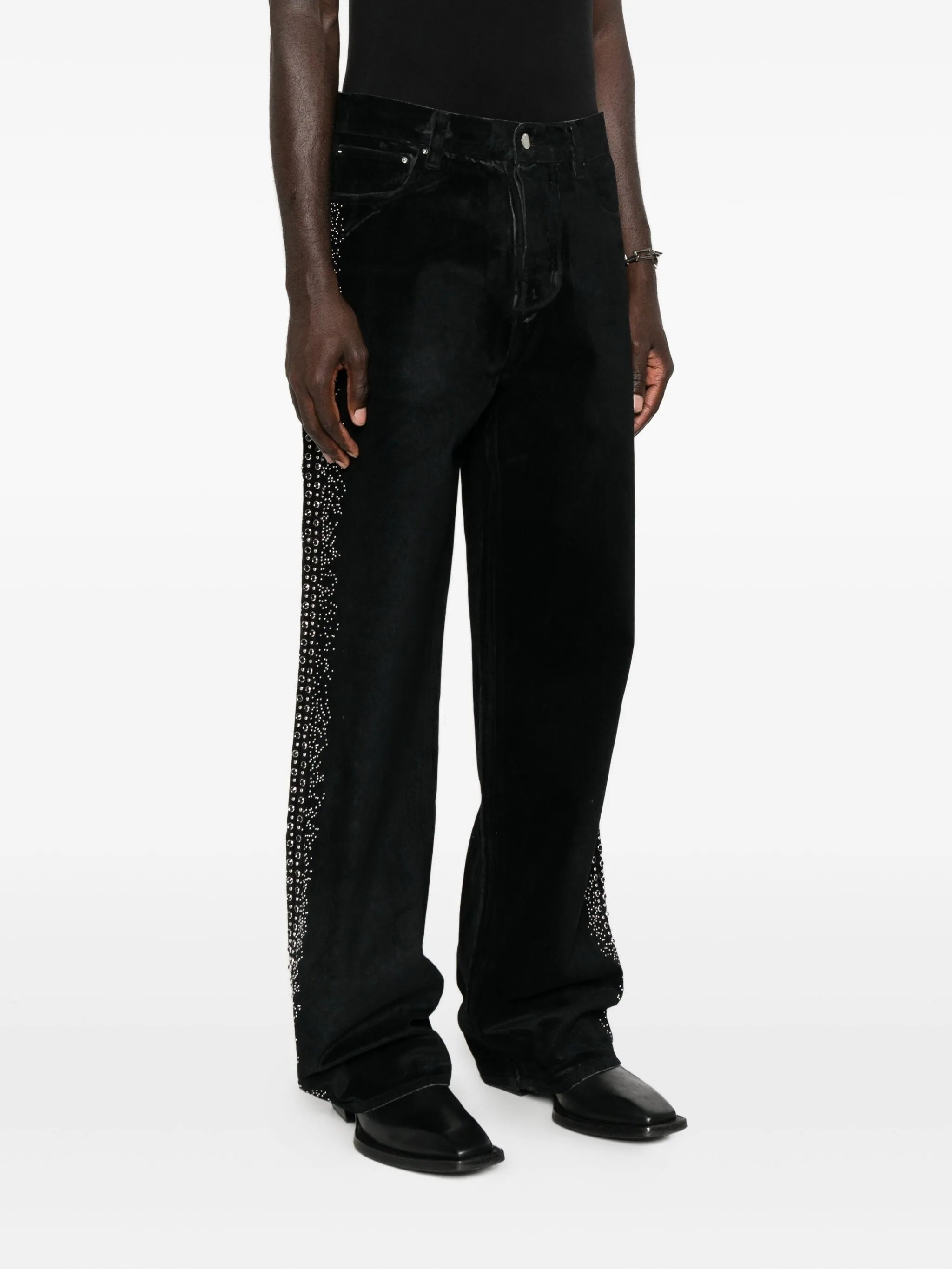 embellished velvet jeans