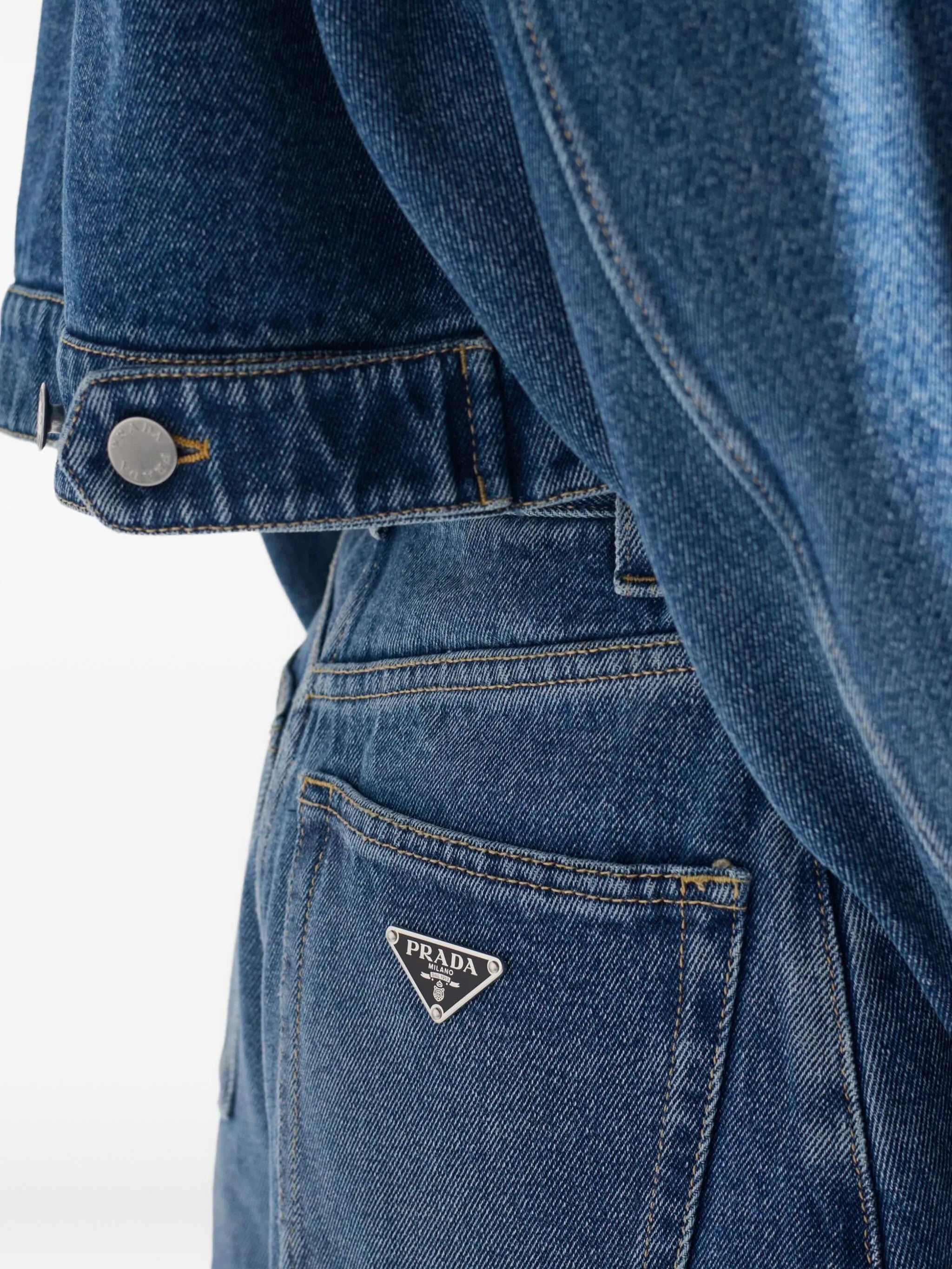 high-rise patch-pocket denim shorts