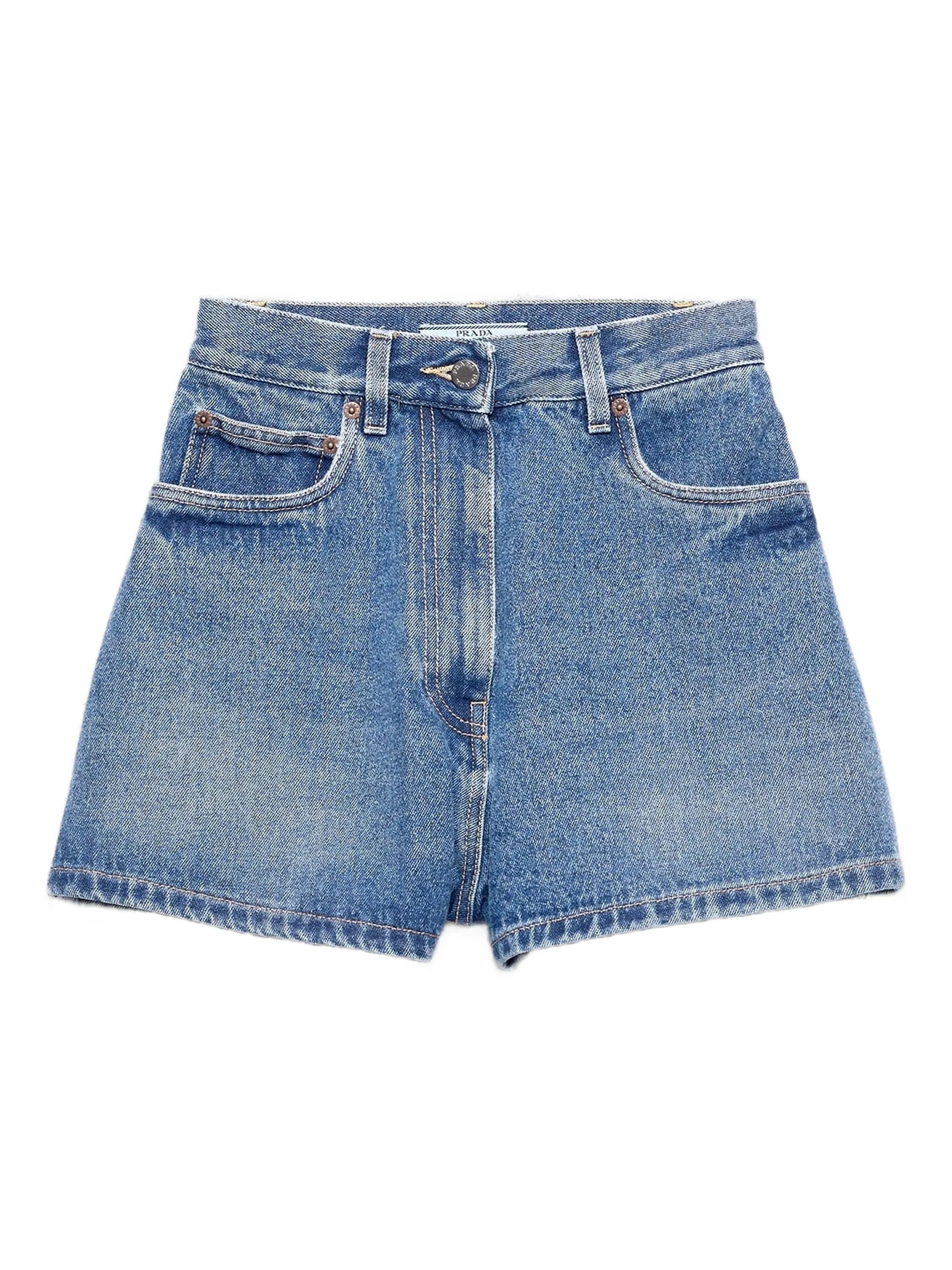 high-rise patch-pocket denim shorts