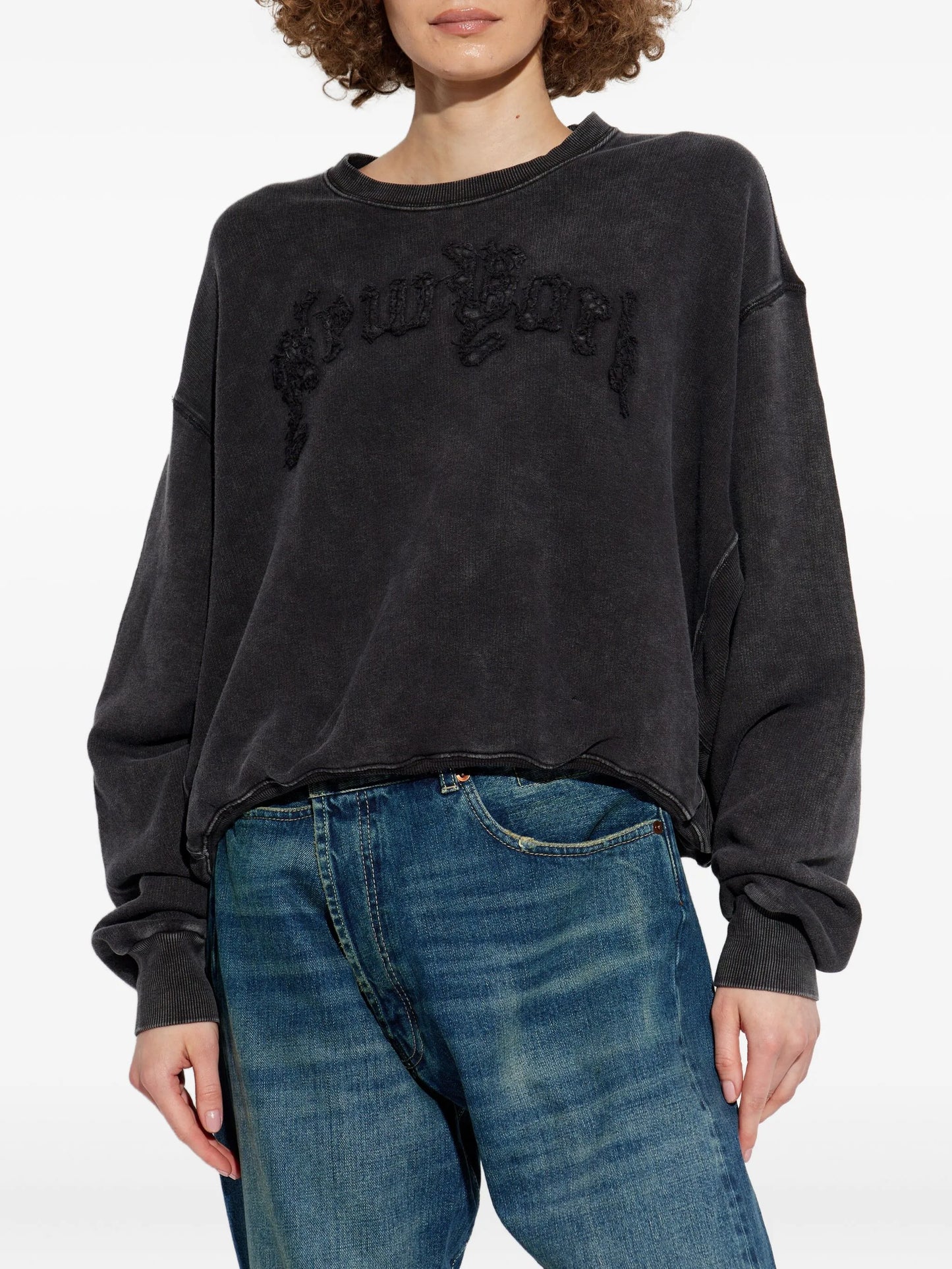 frayed-embellished sweatshirt