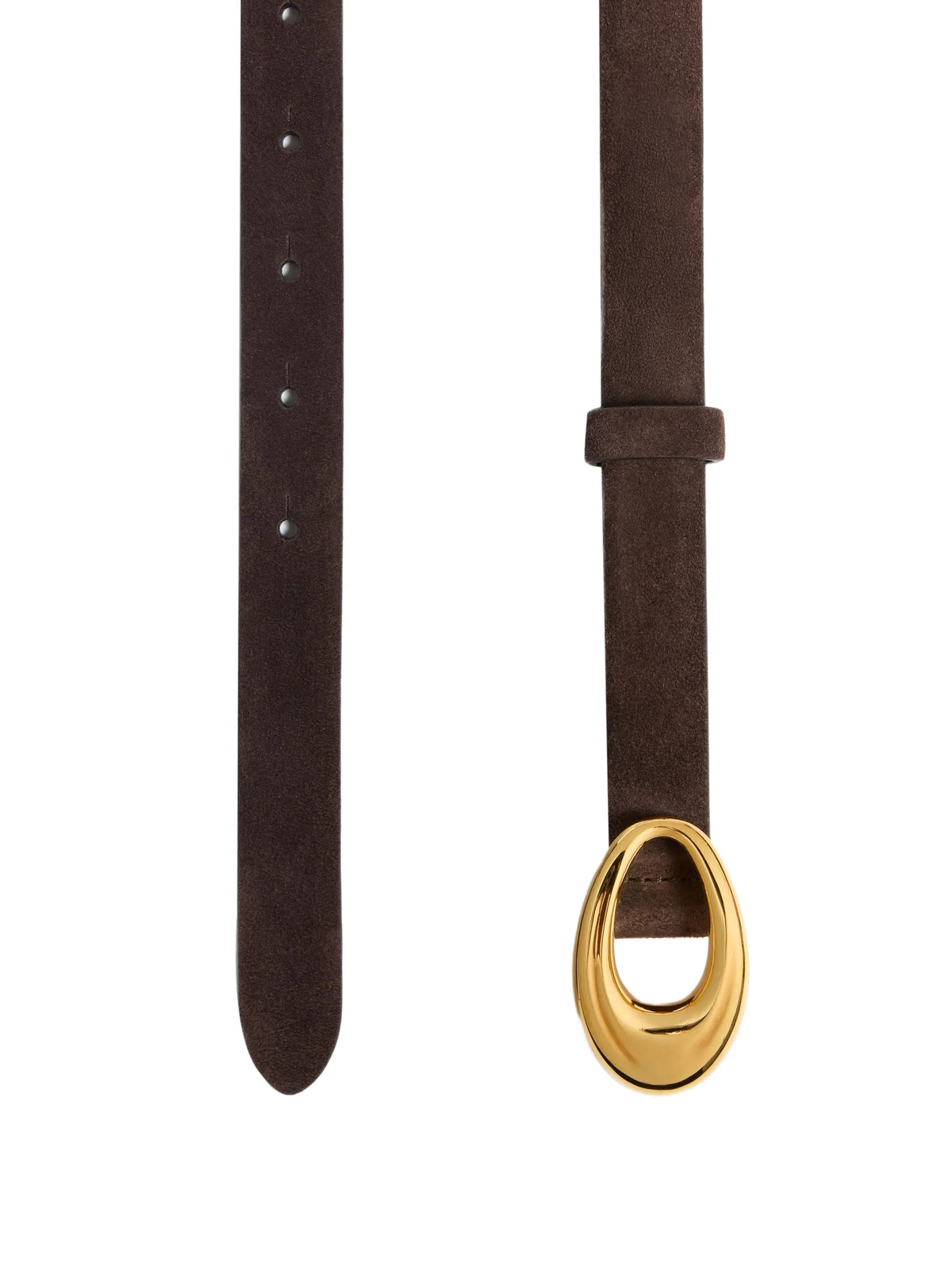 oval-buckle suede belt