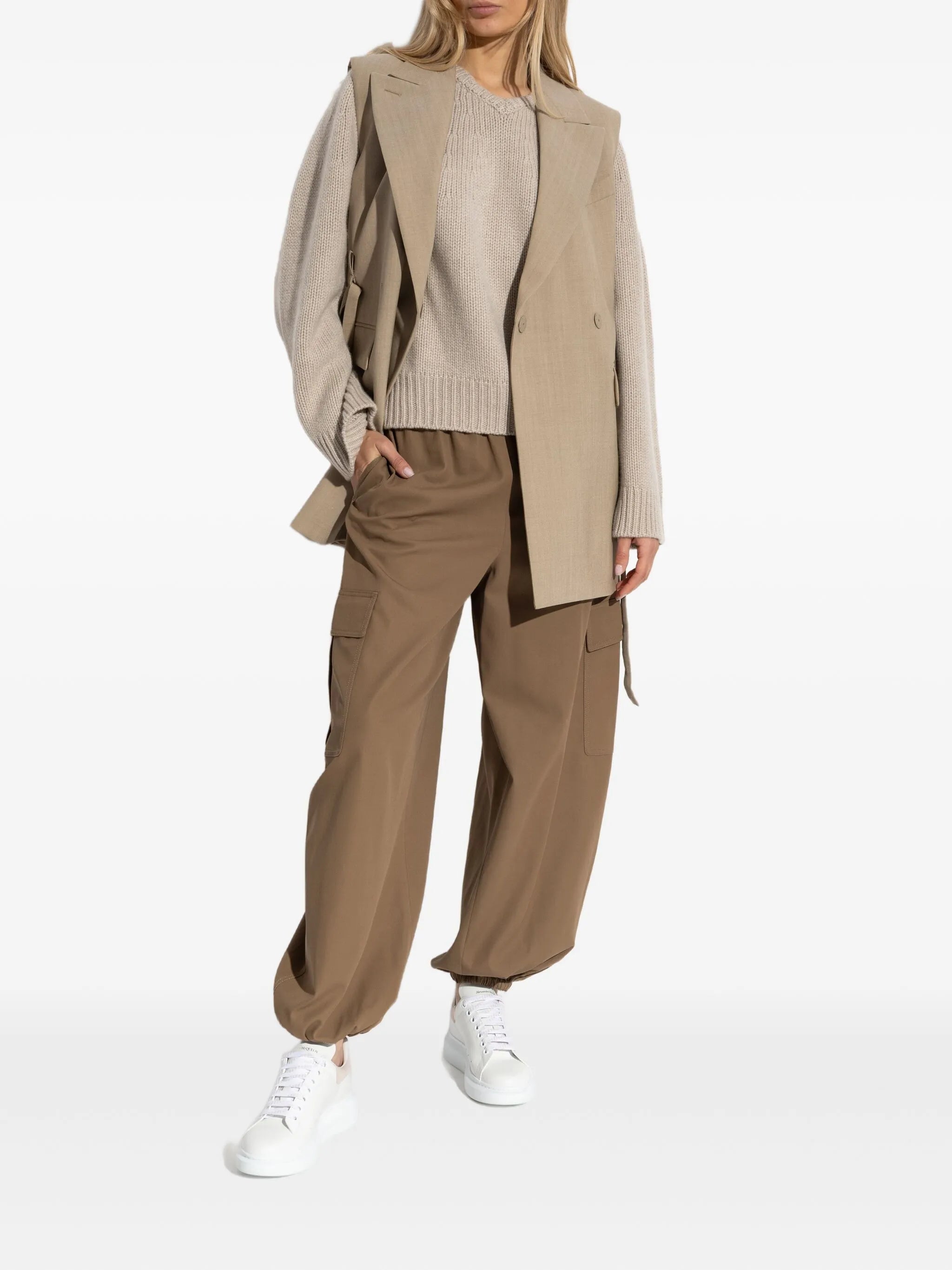 elasticated tapered trousers