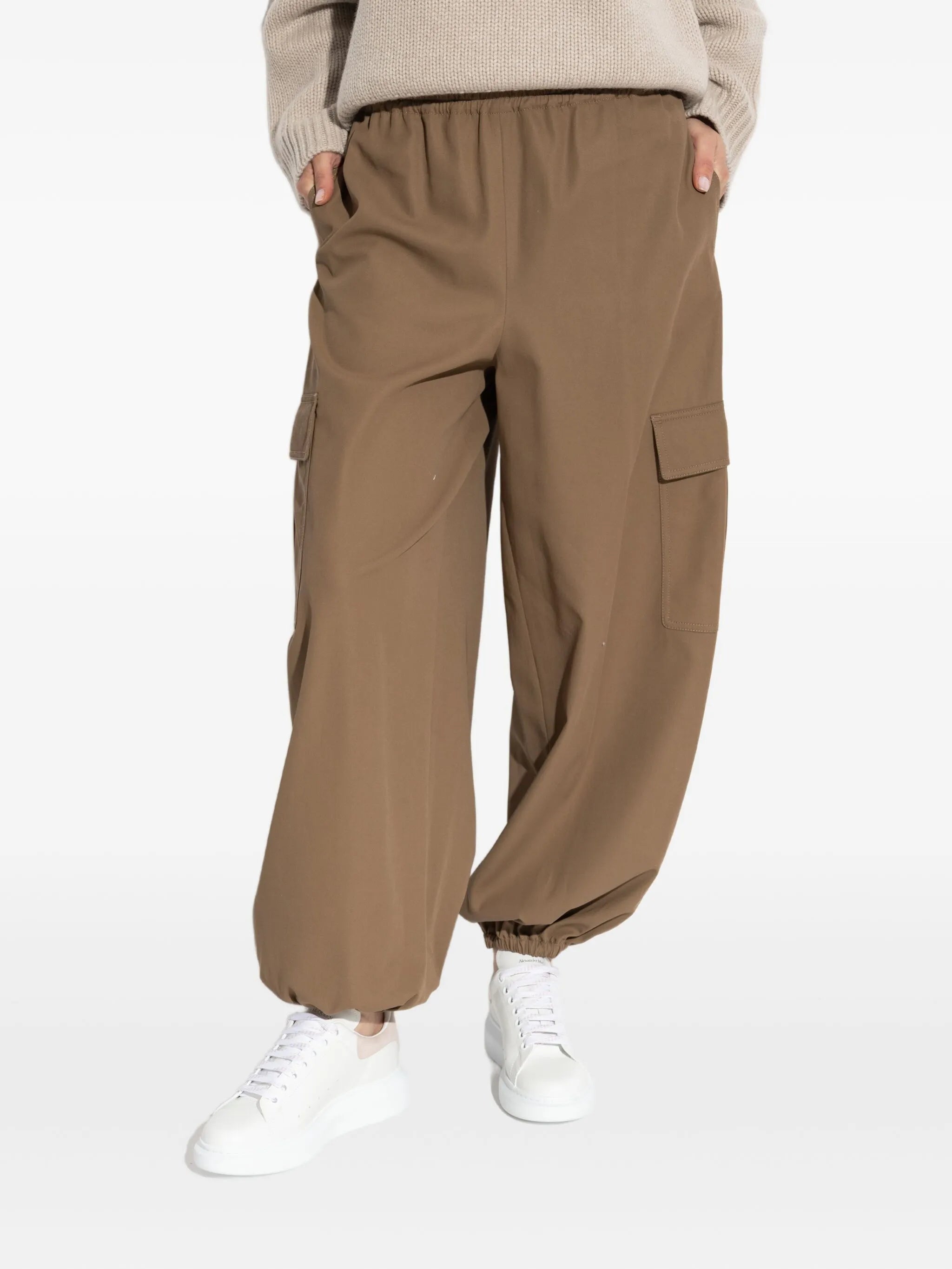 elasticated tapered trousers