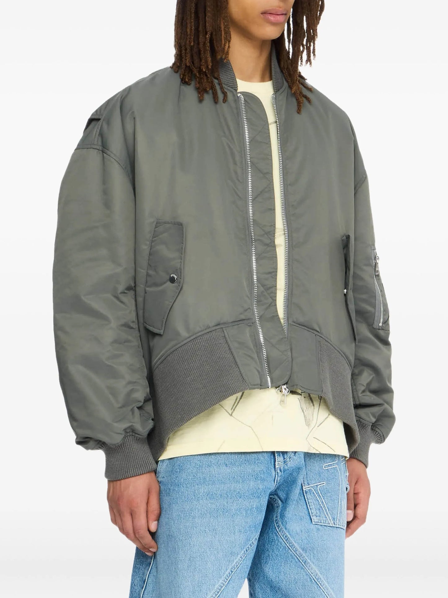 zip-fastening bomber jacket