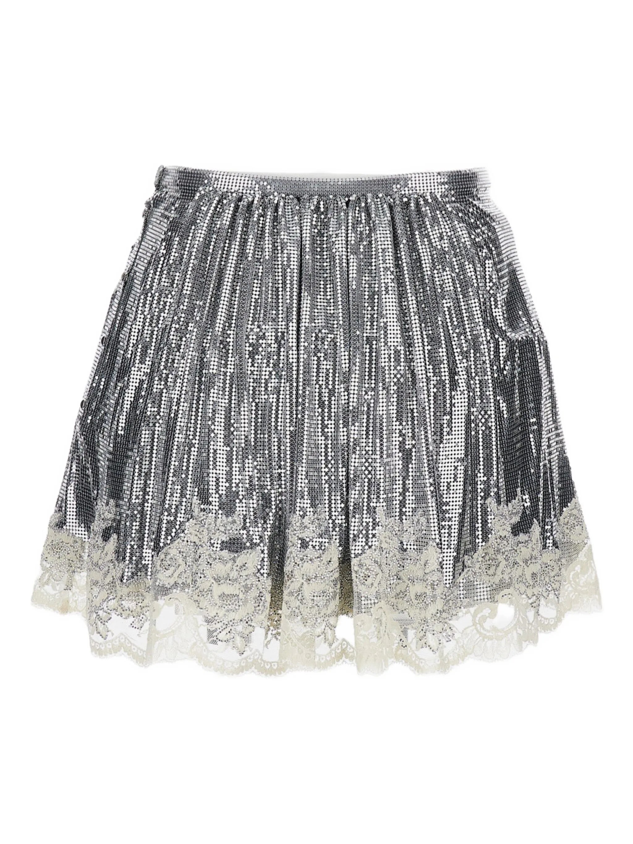 metallic lace-trimmed skirt