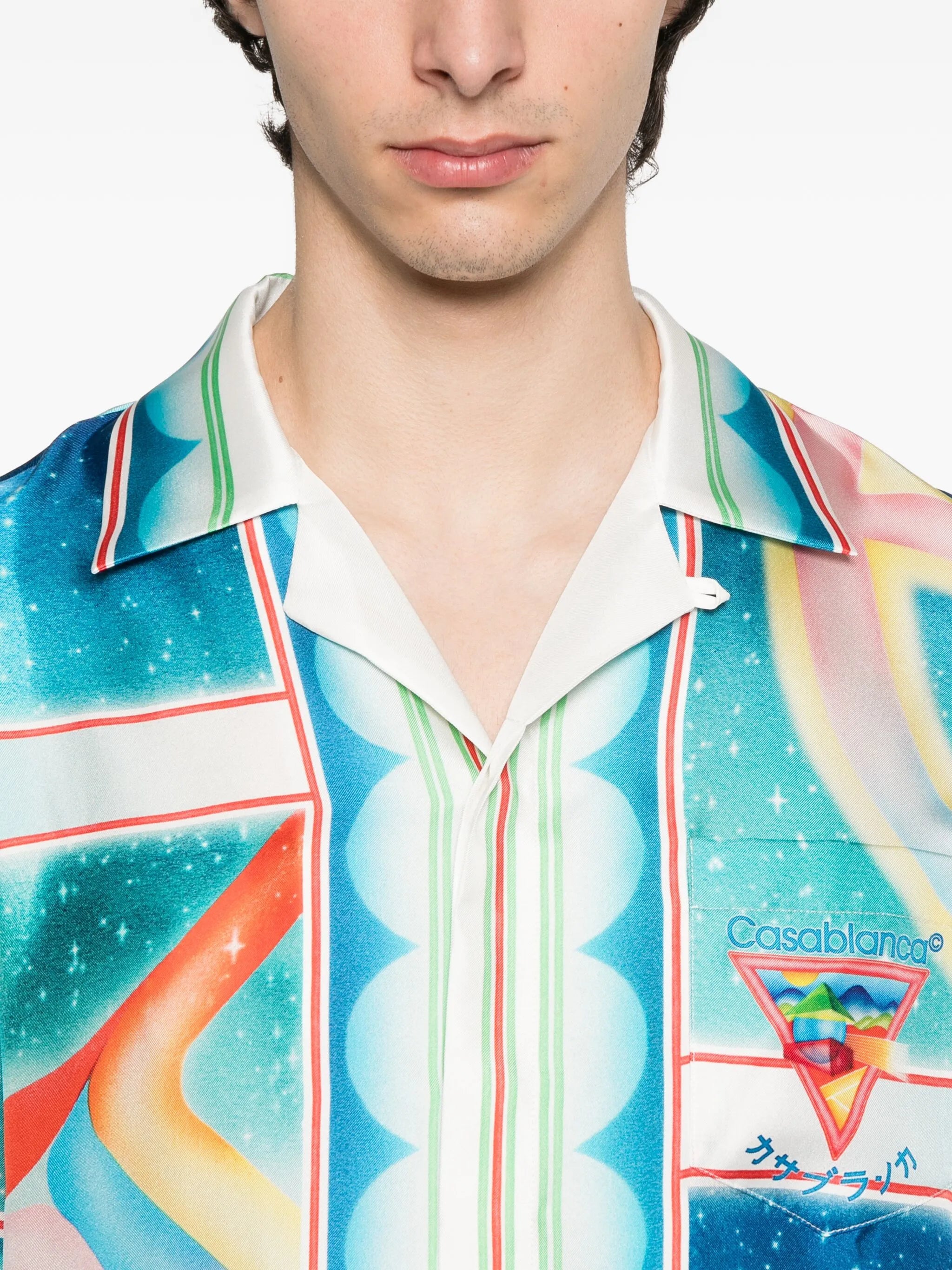 Galaxy Court geometric-print silk shirt