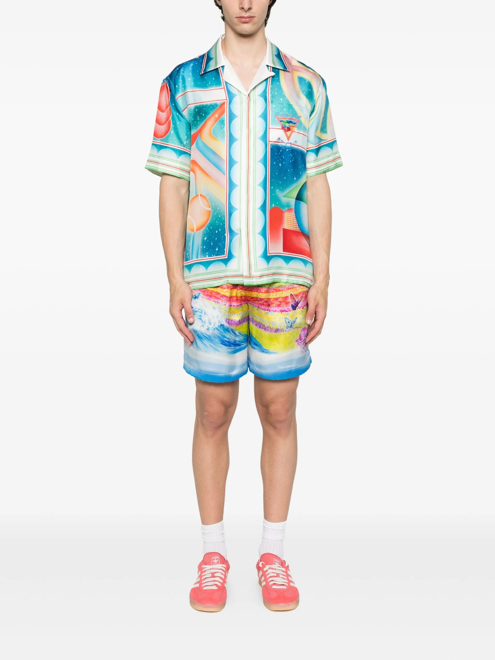 Galaxy Court geometric-print silk shirt
