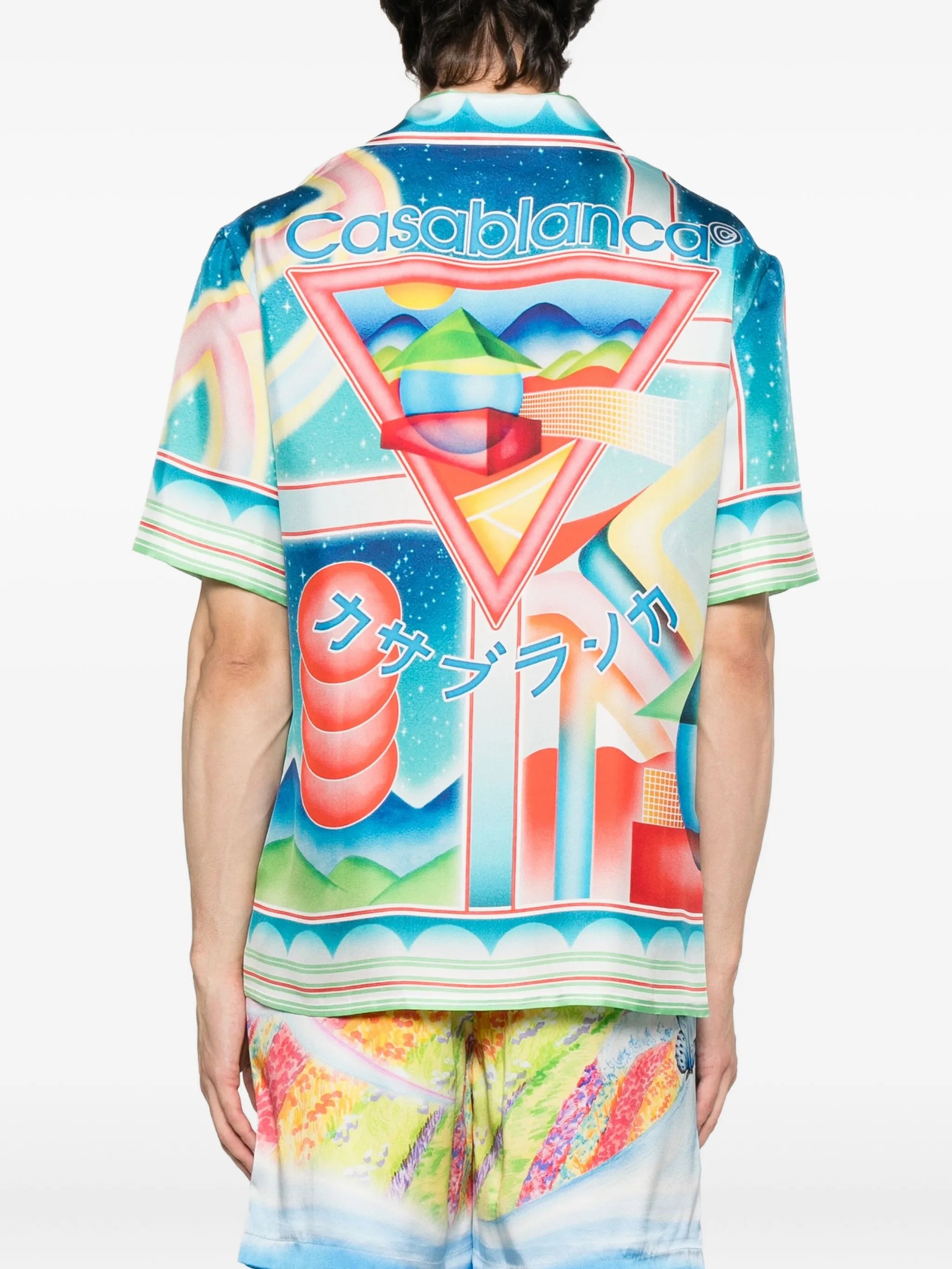 Galaxy Court geometric-print silk shirt