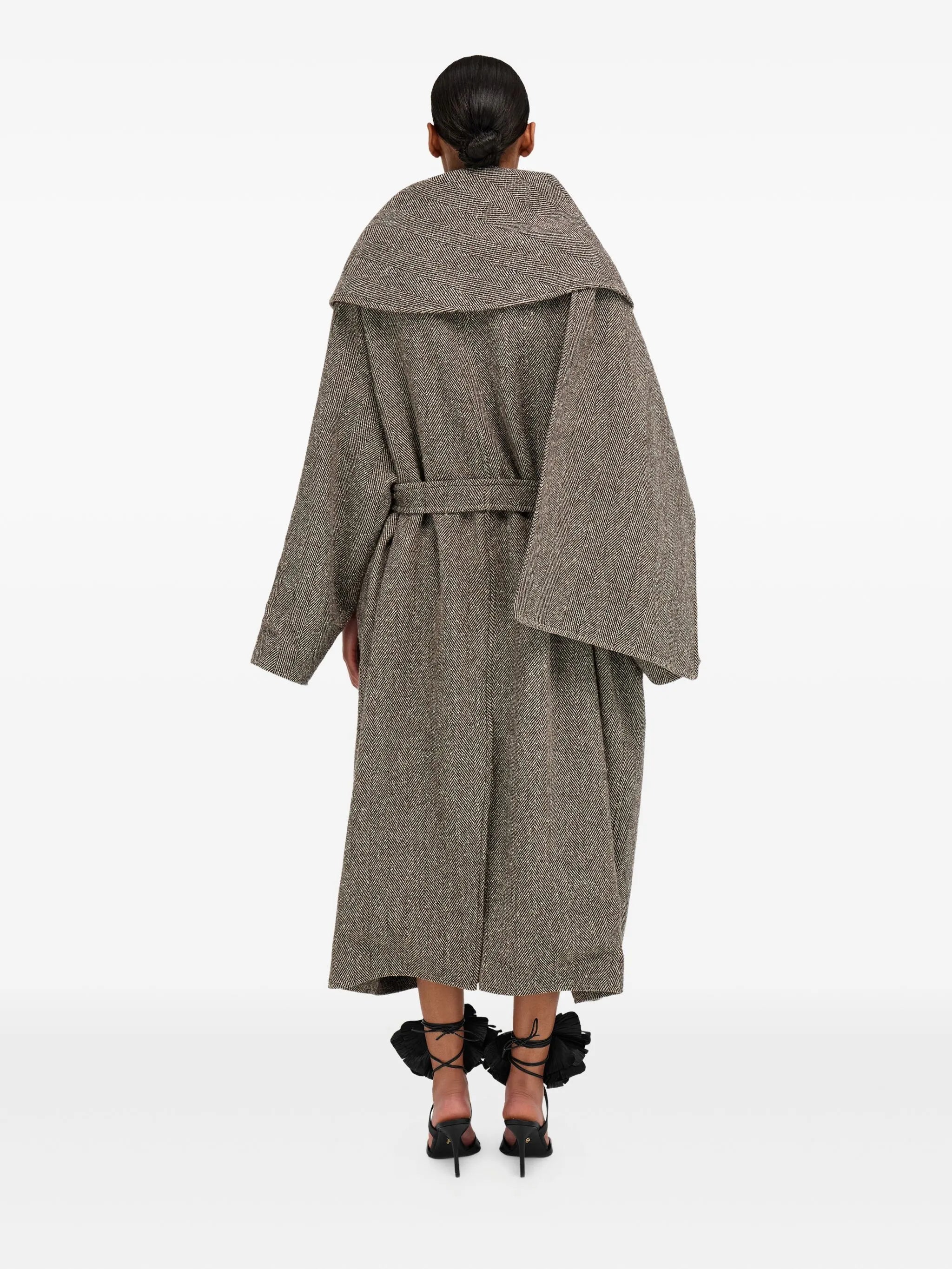 herringbone belted coat