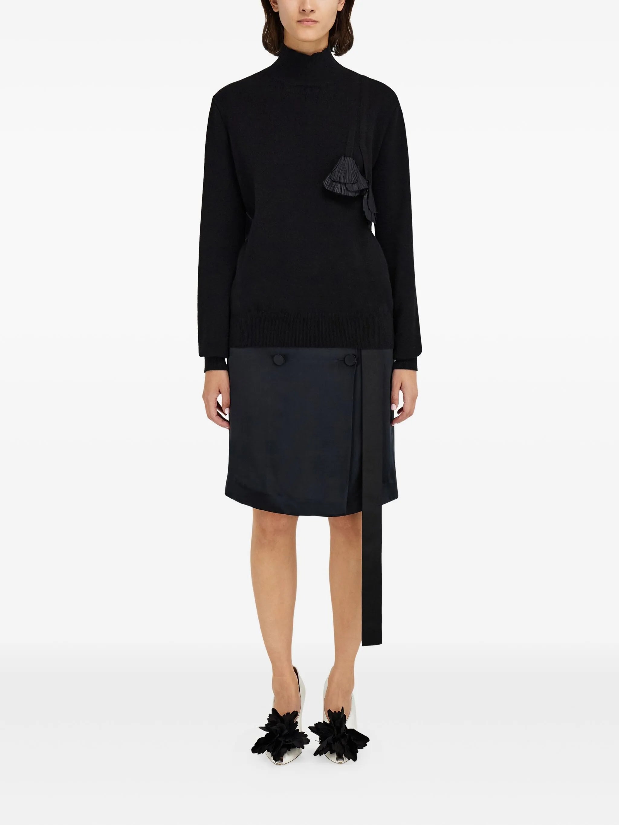 pleated-tassel sweater
