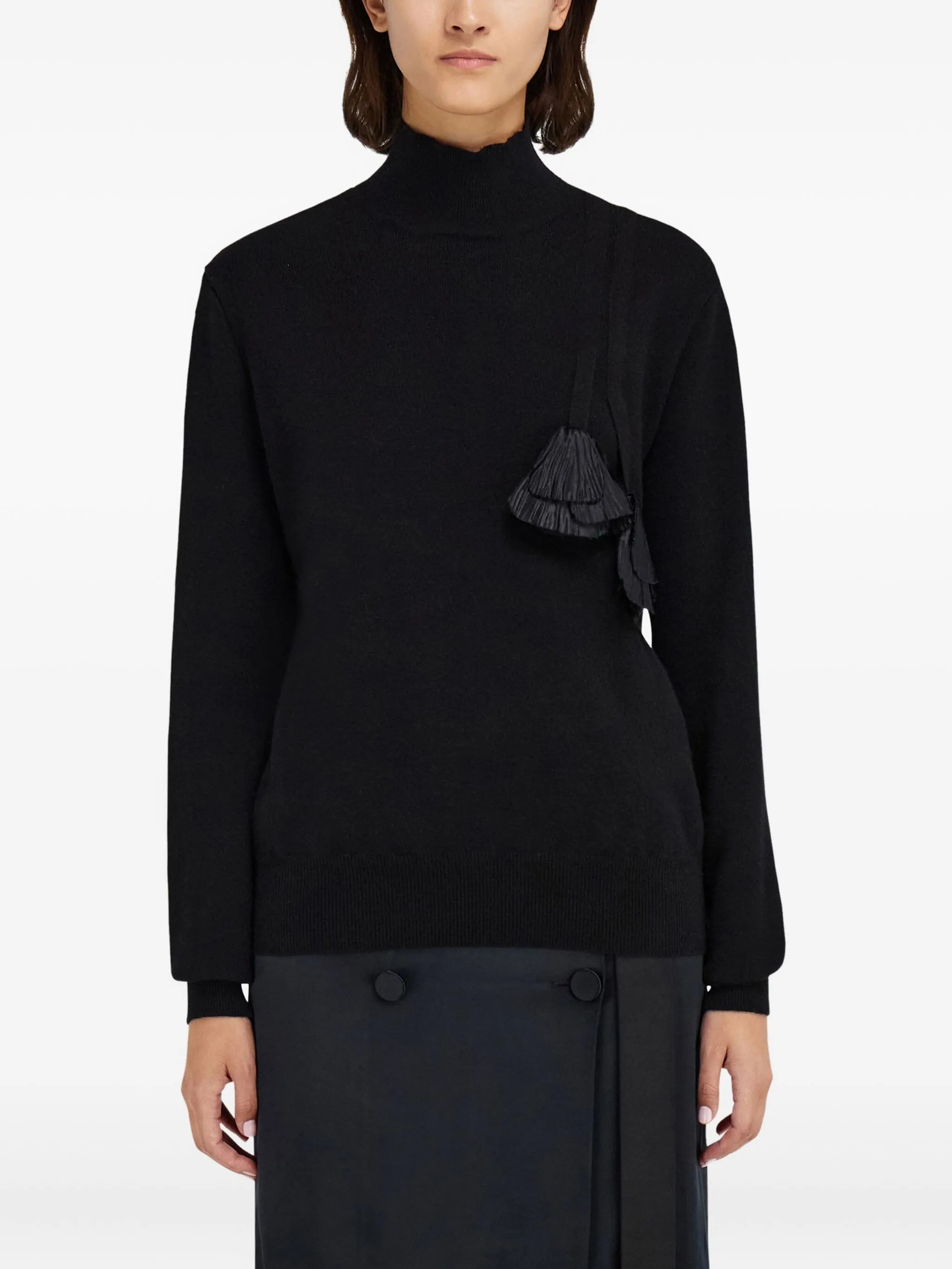 pleated-tassel sweater