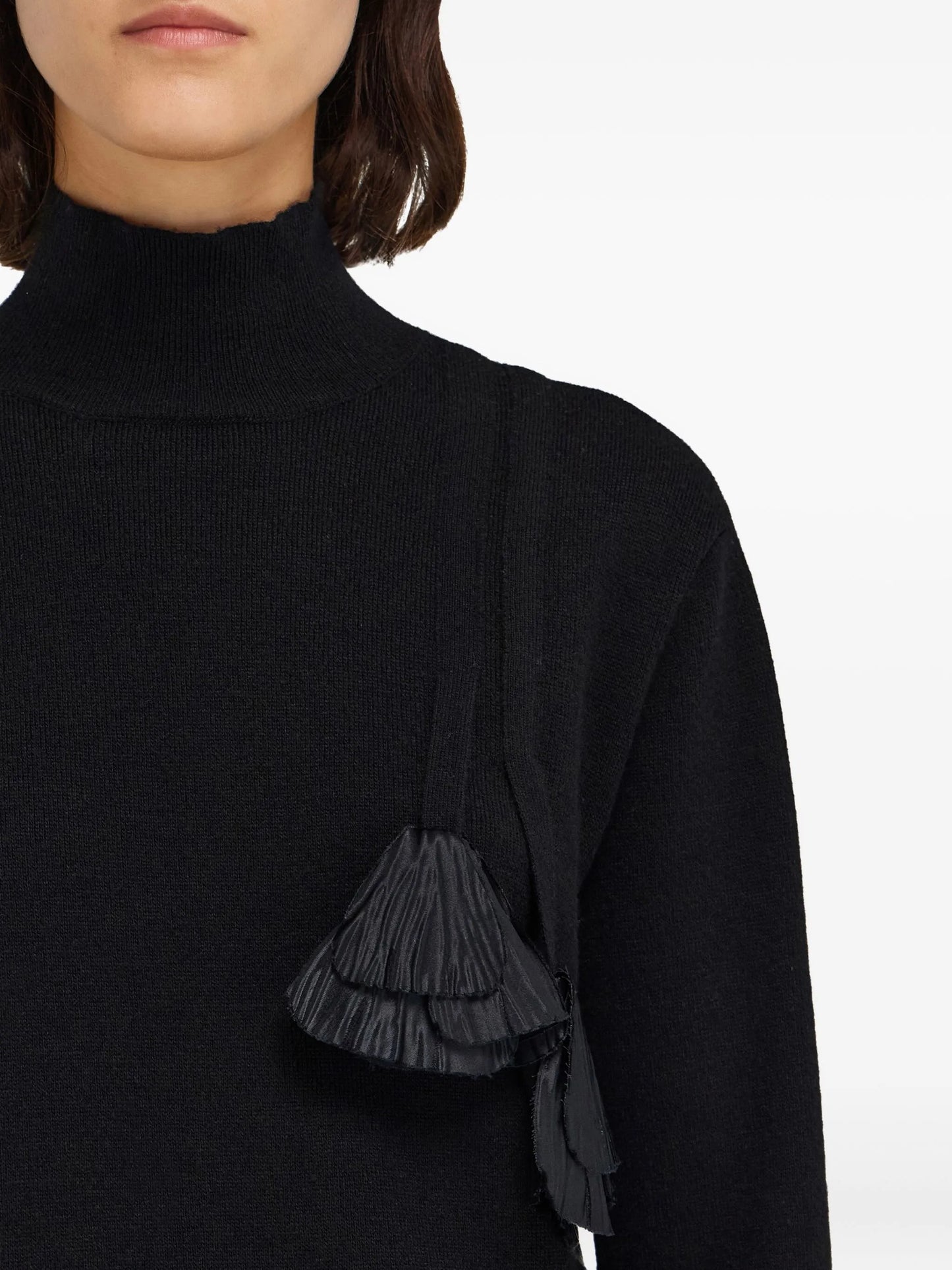 pleated-tassel sweater