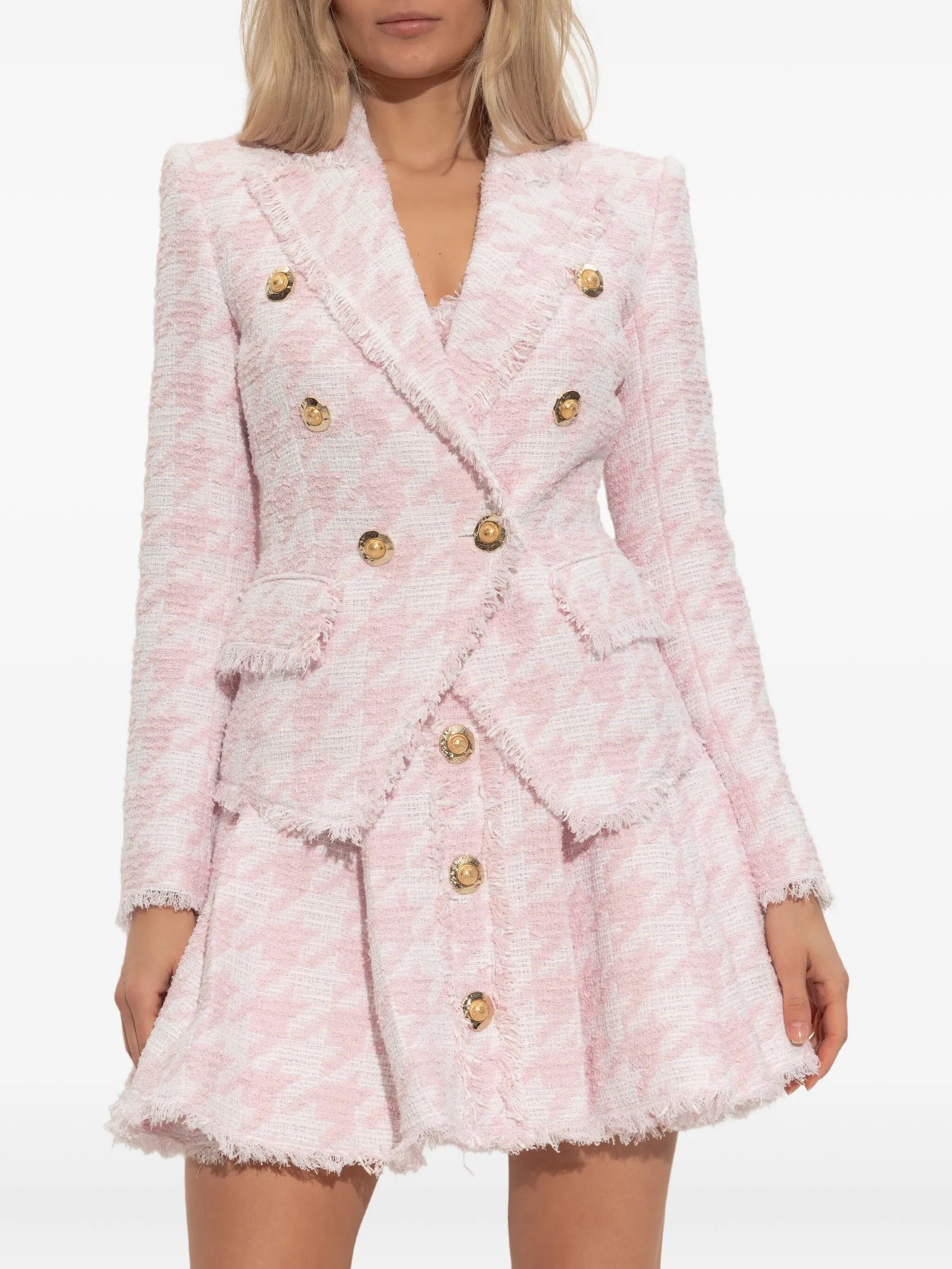 tweed frayed-edge blazer