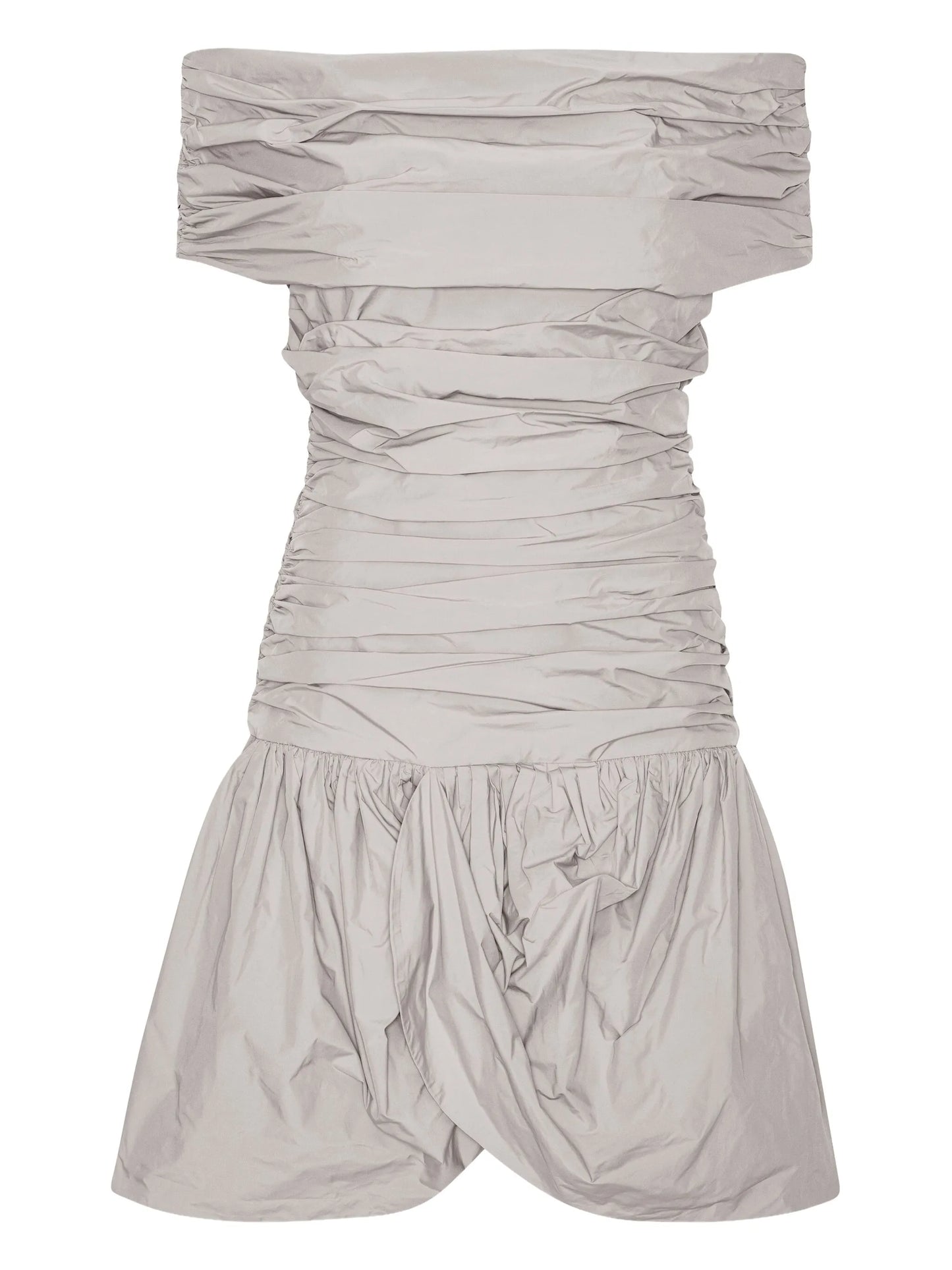 off-shoulder ruched mini dress