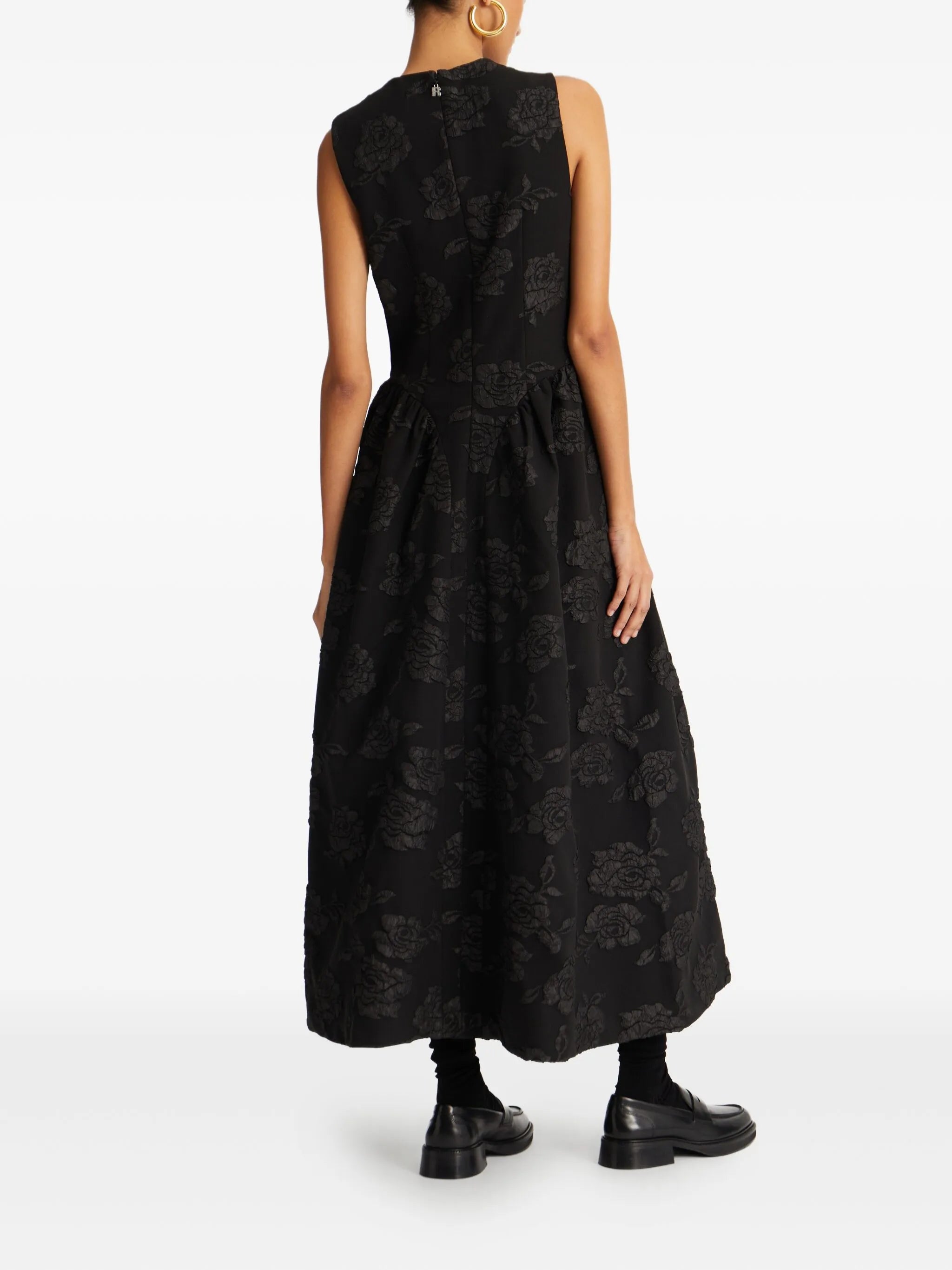 floral-jacquard midi dress