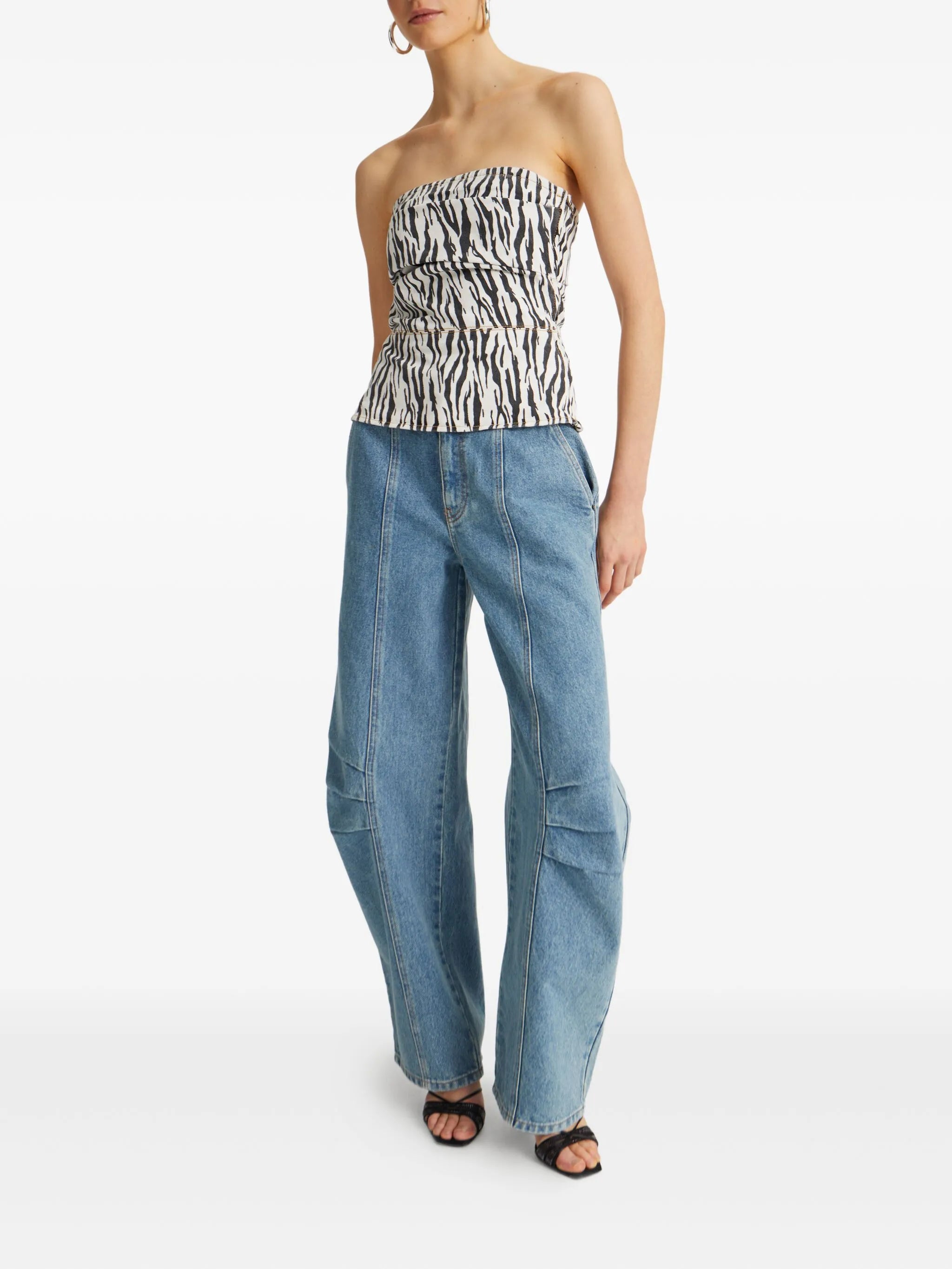 panelled denim trousers