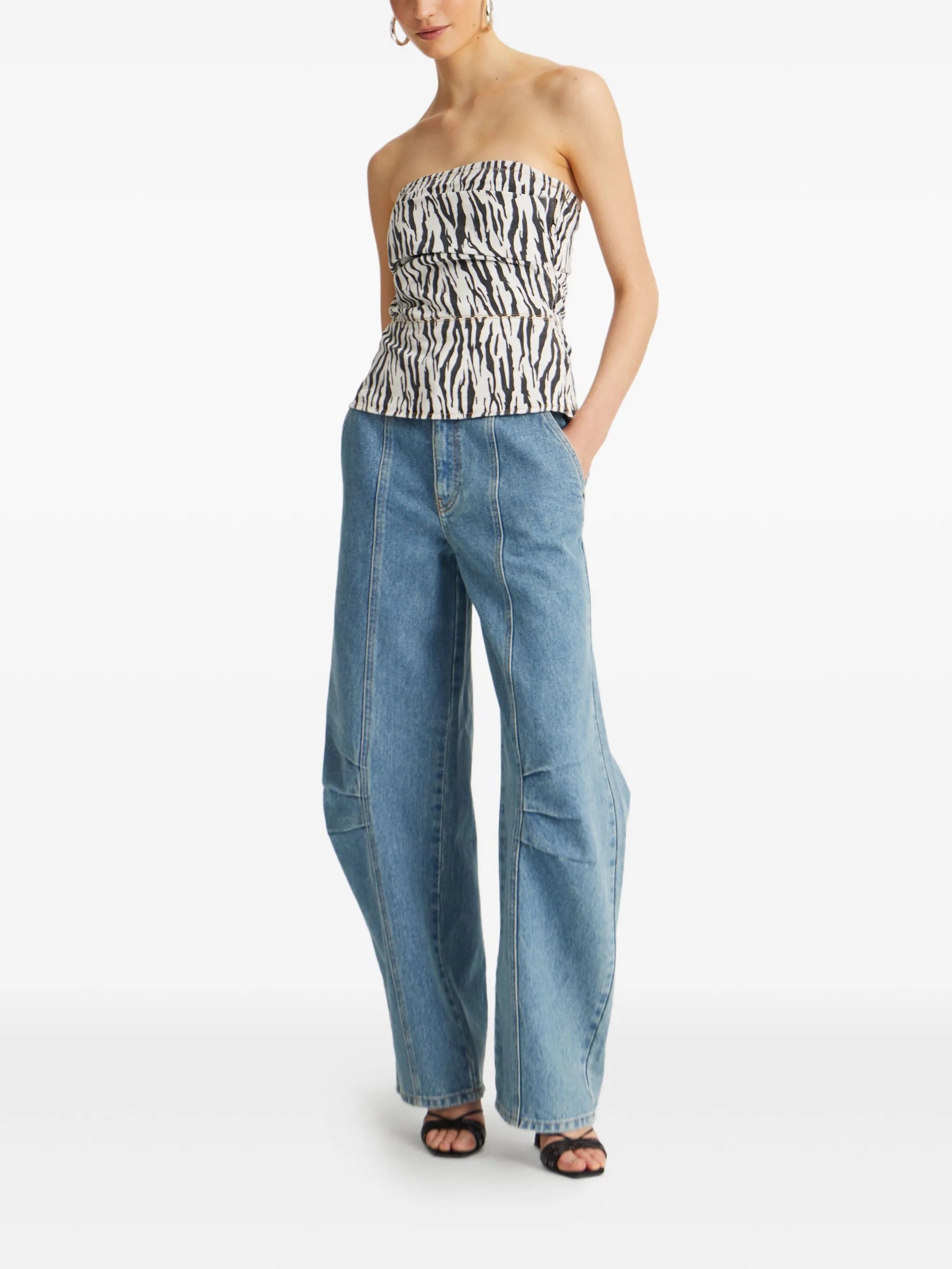 panelled denim trousers