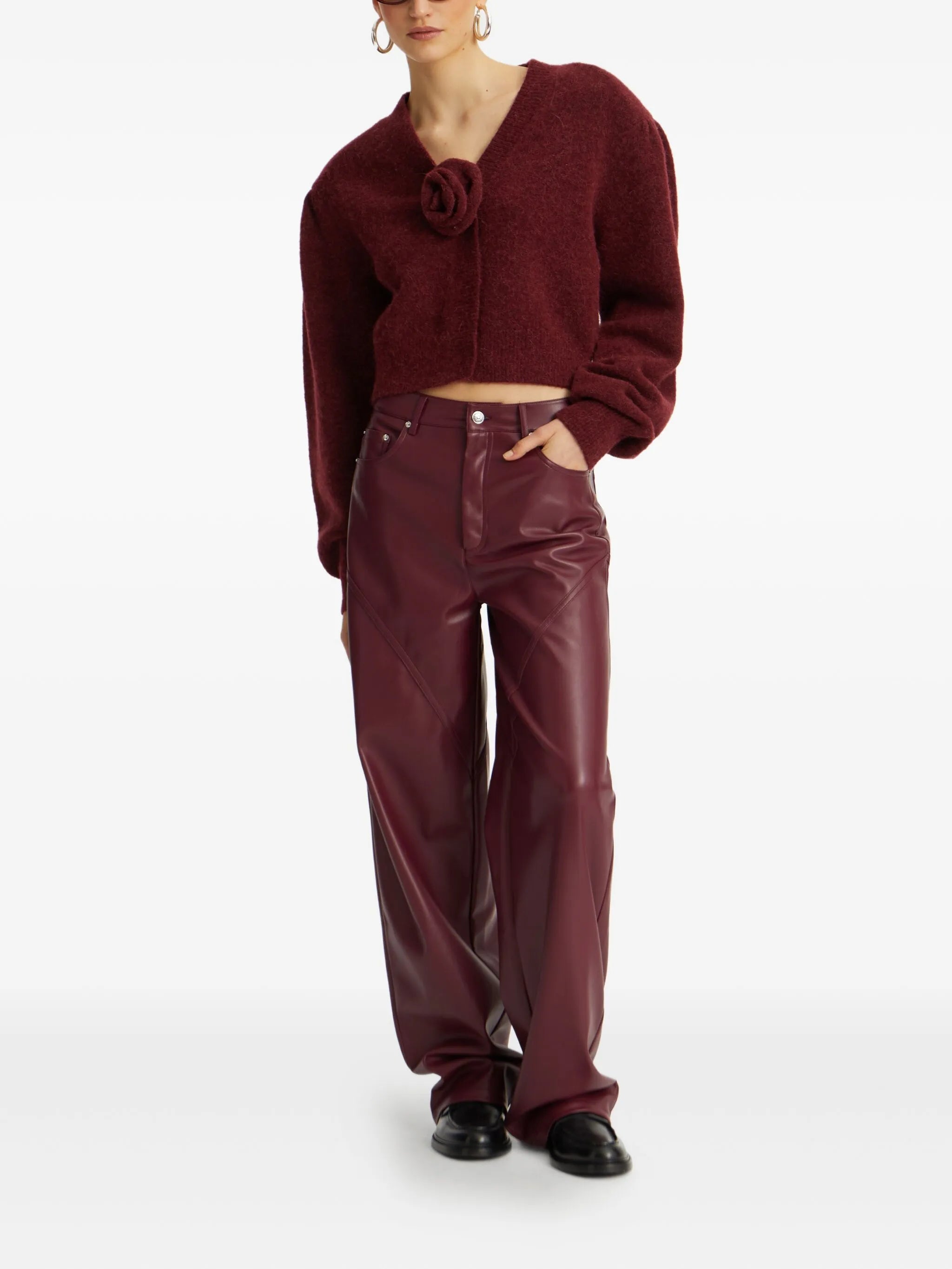 panelled button-fastening pants