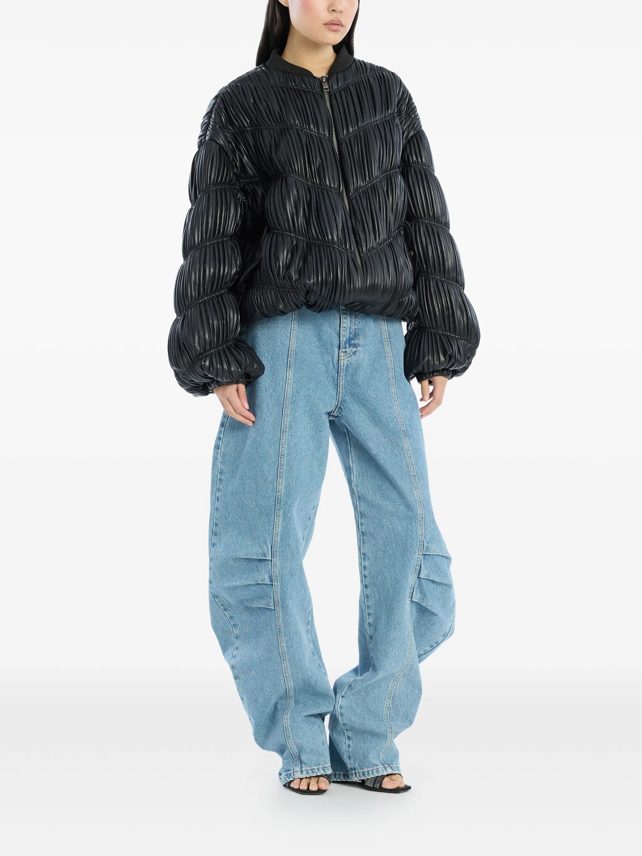 pleated bomber jacket