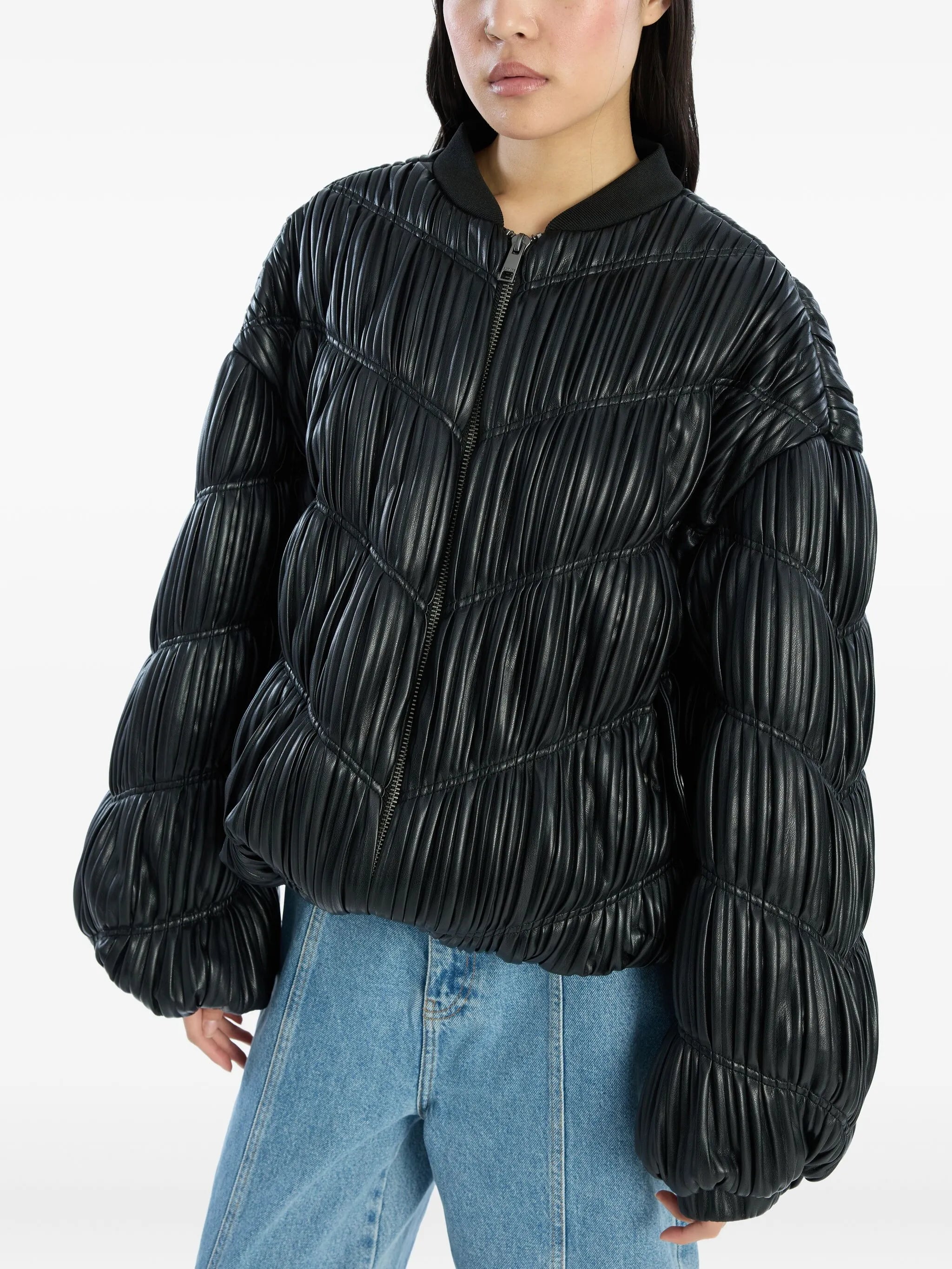 pleated bomber jacket