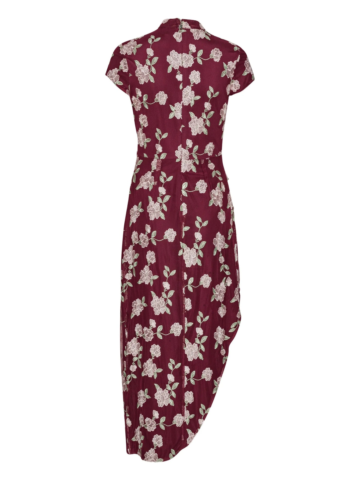 floral-embroidered asymmetric dress