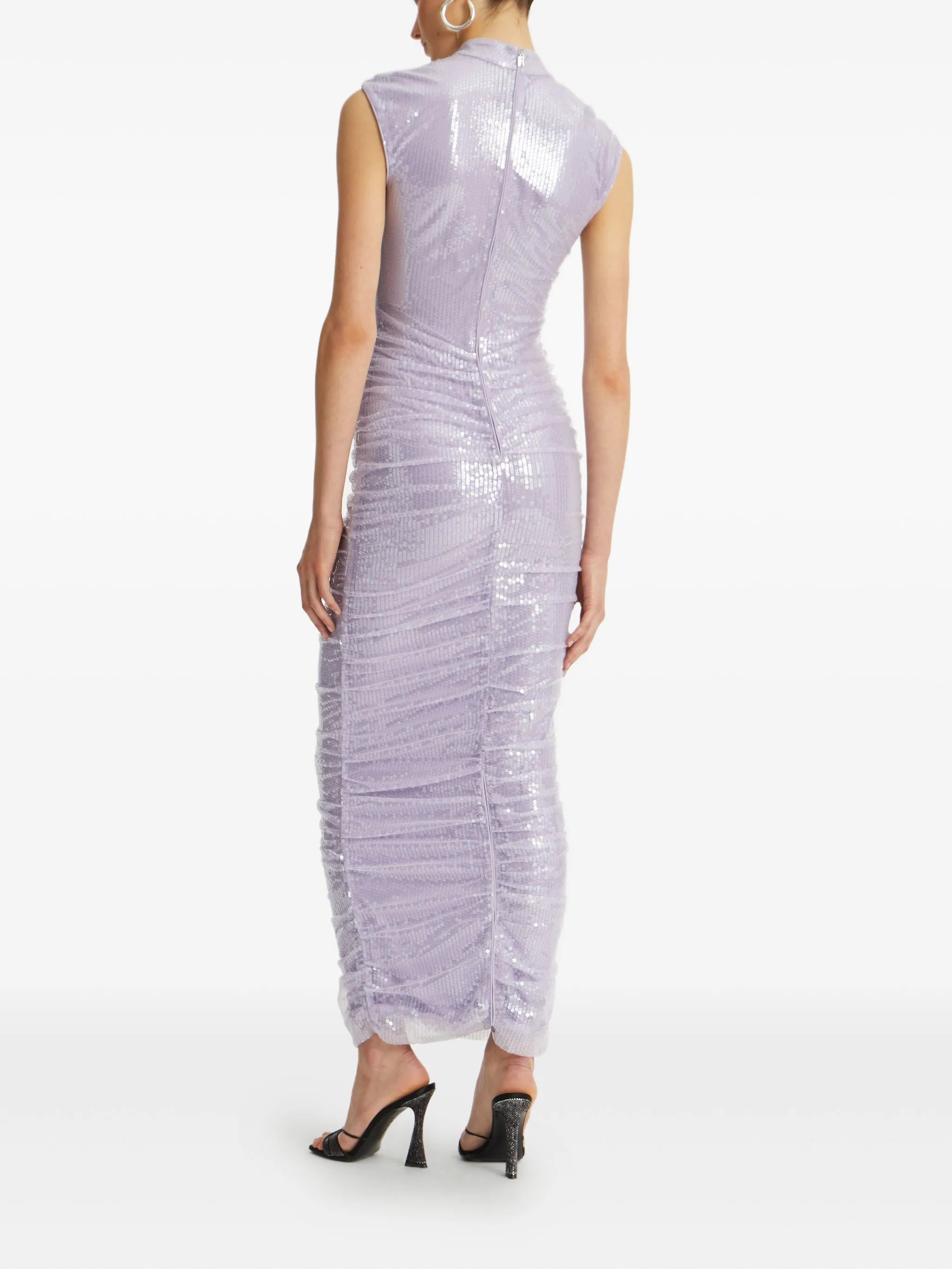 sequin high-neck midi dress
