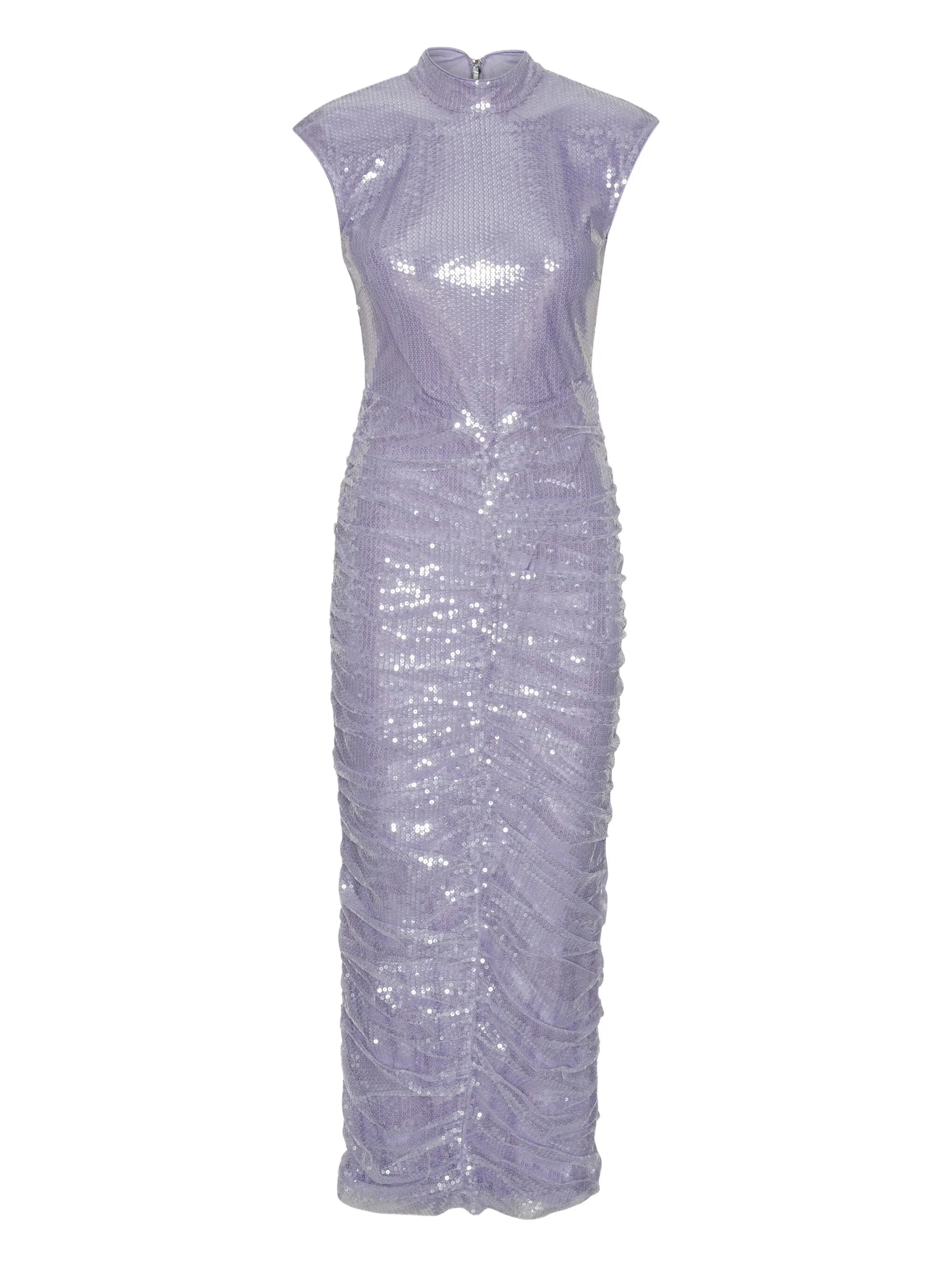 sequin high-neck midi dress