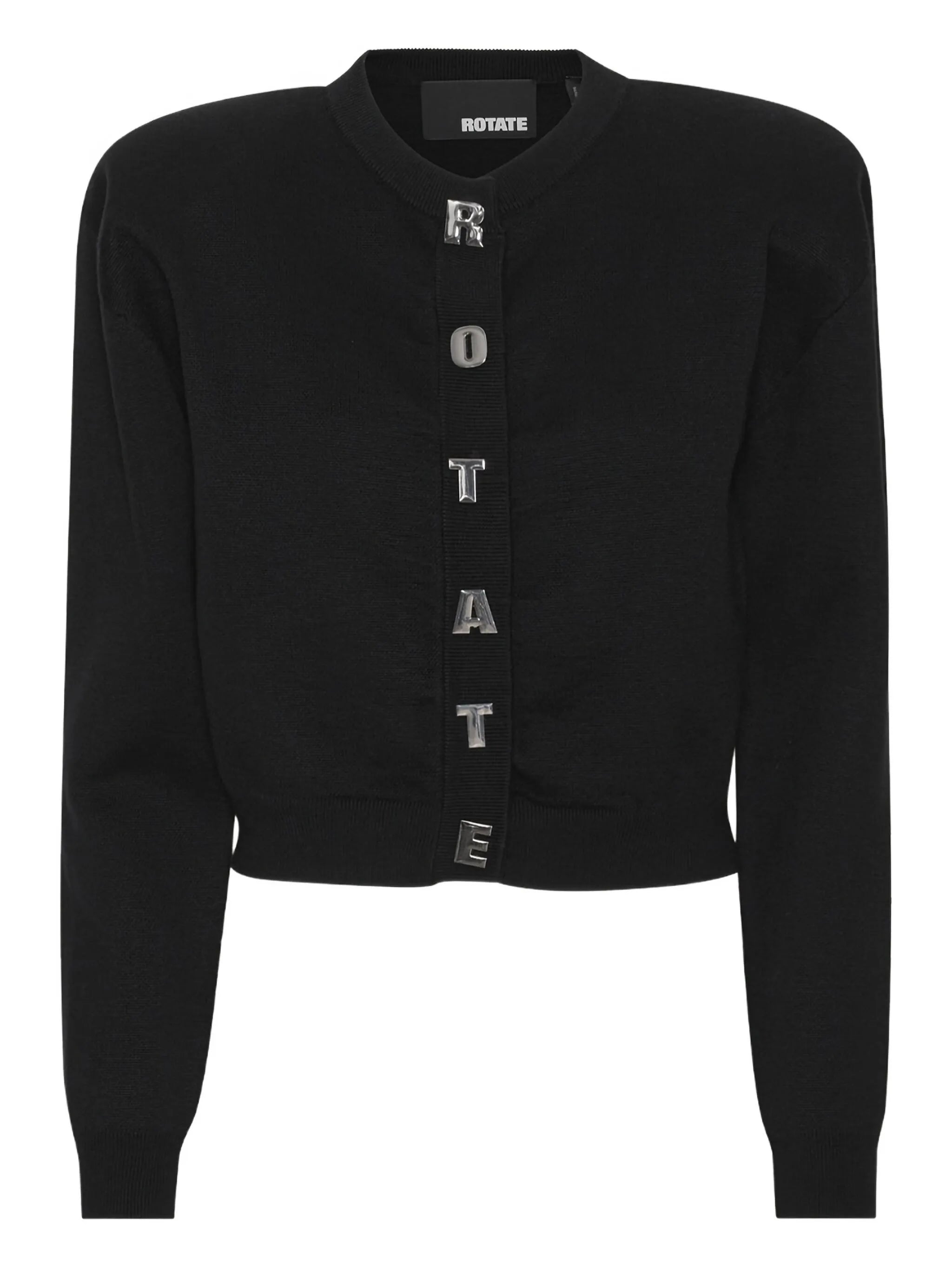 padded-shoulder button cardigan