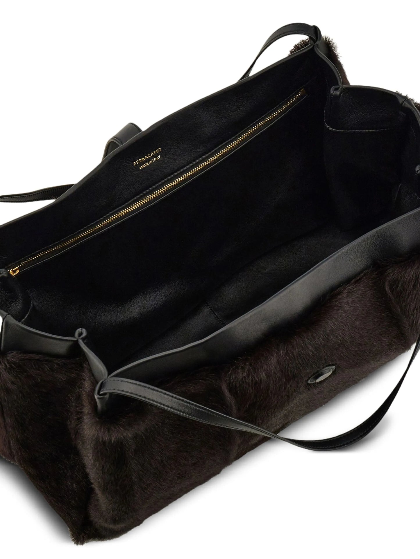 mink-effect leather tote bag