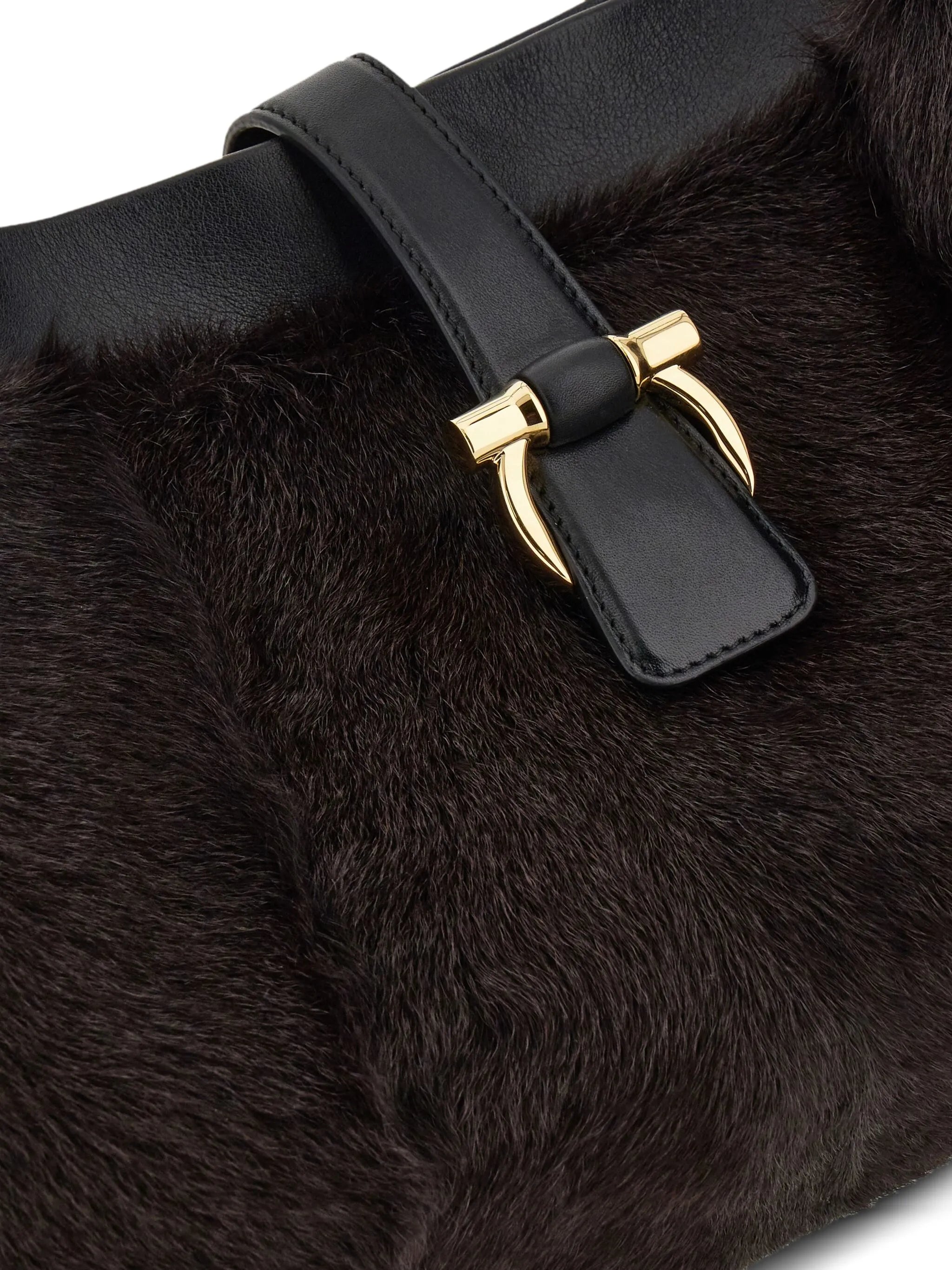 mink-effect leather tote bag