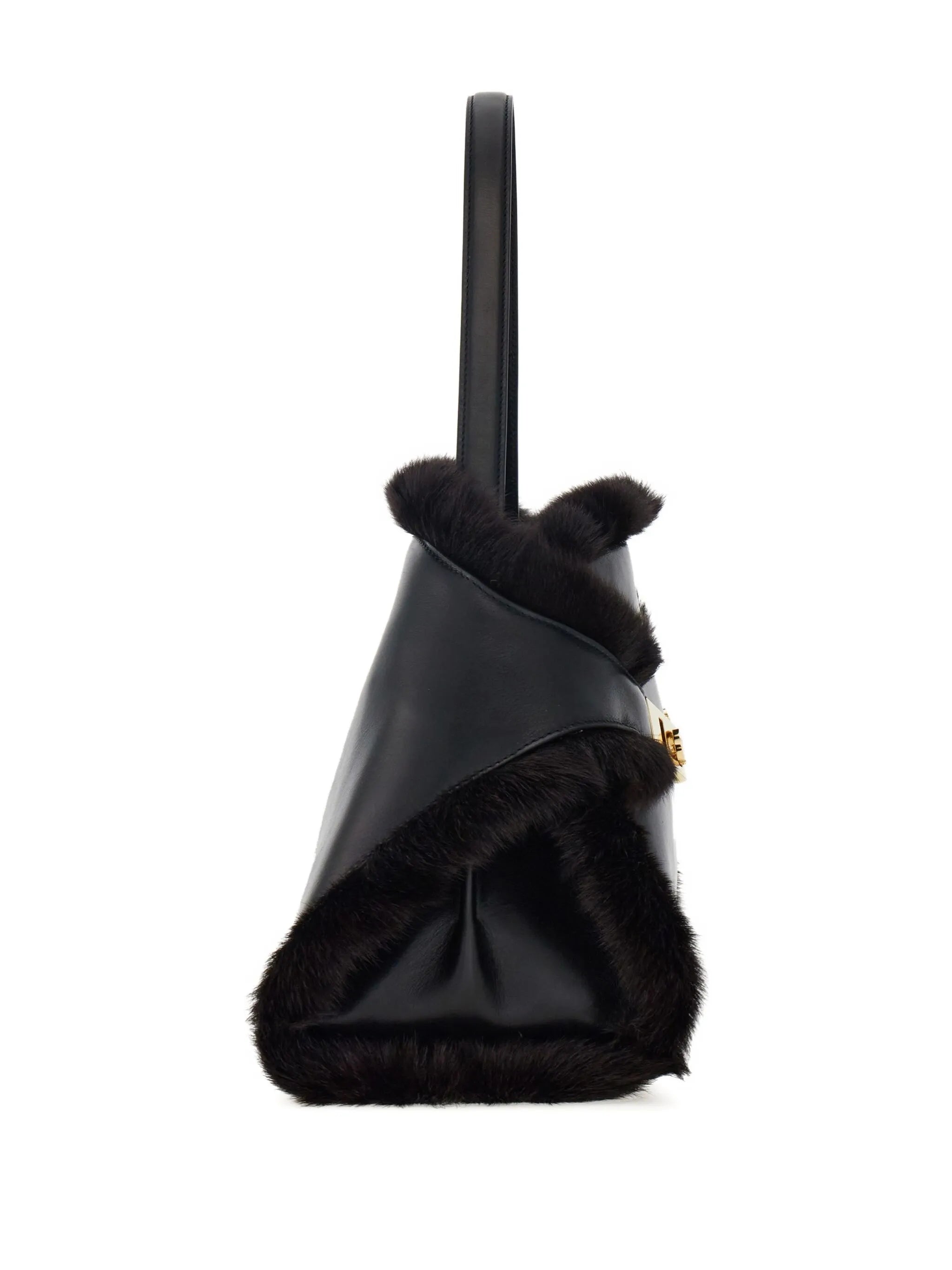 medium Hug Soft fur-trimmed shoulder bag