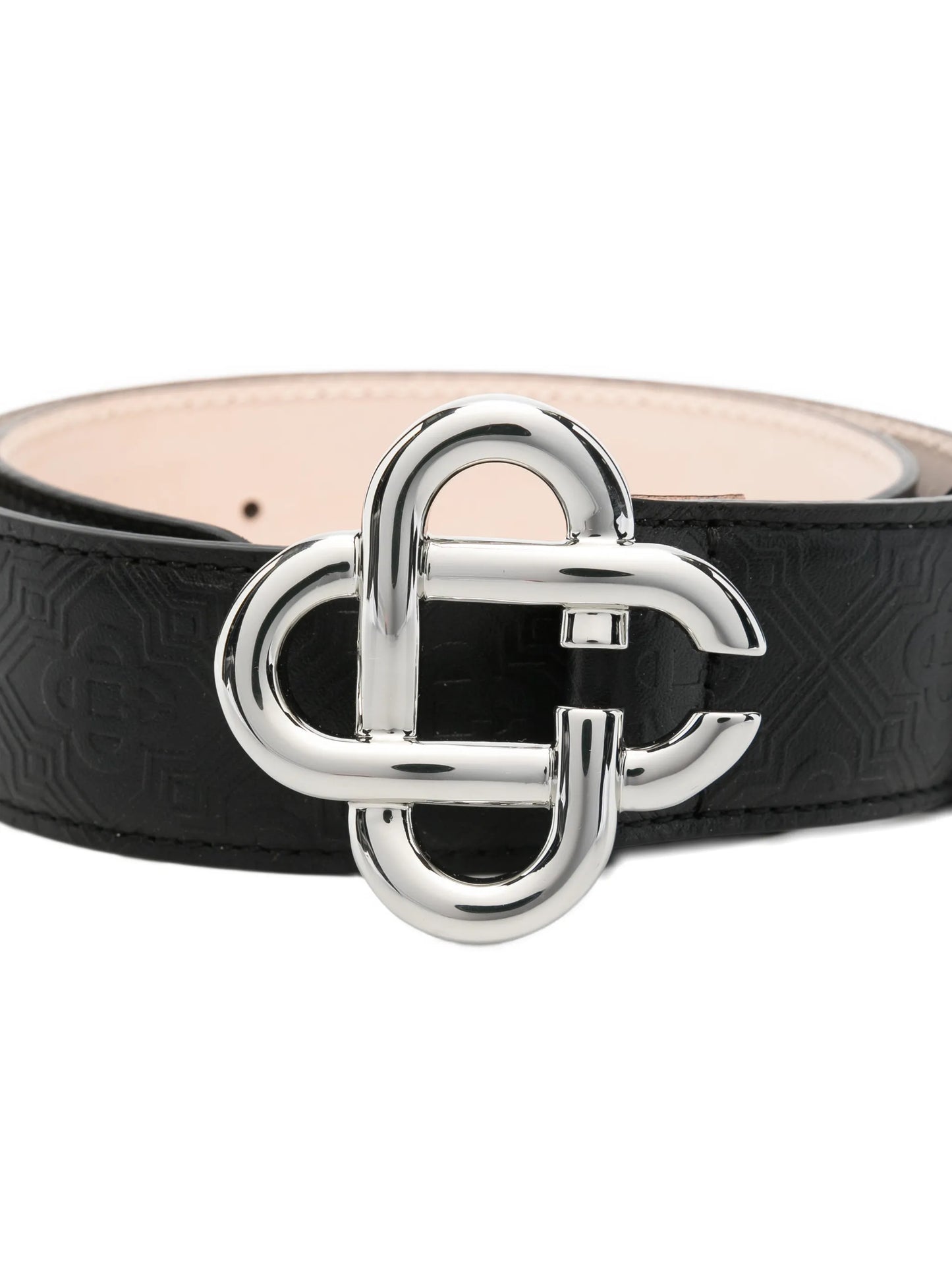 monogram-buckle leather belt