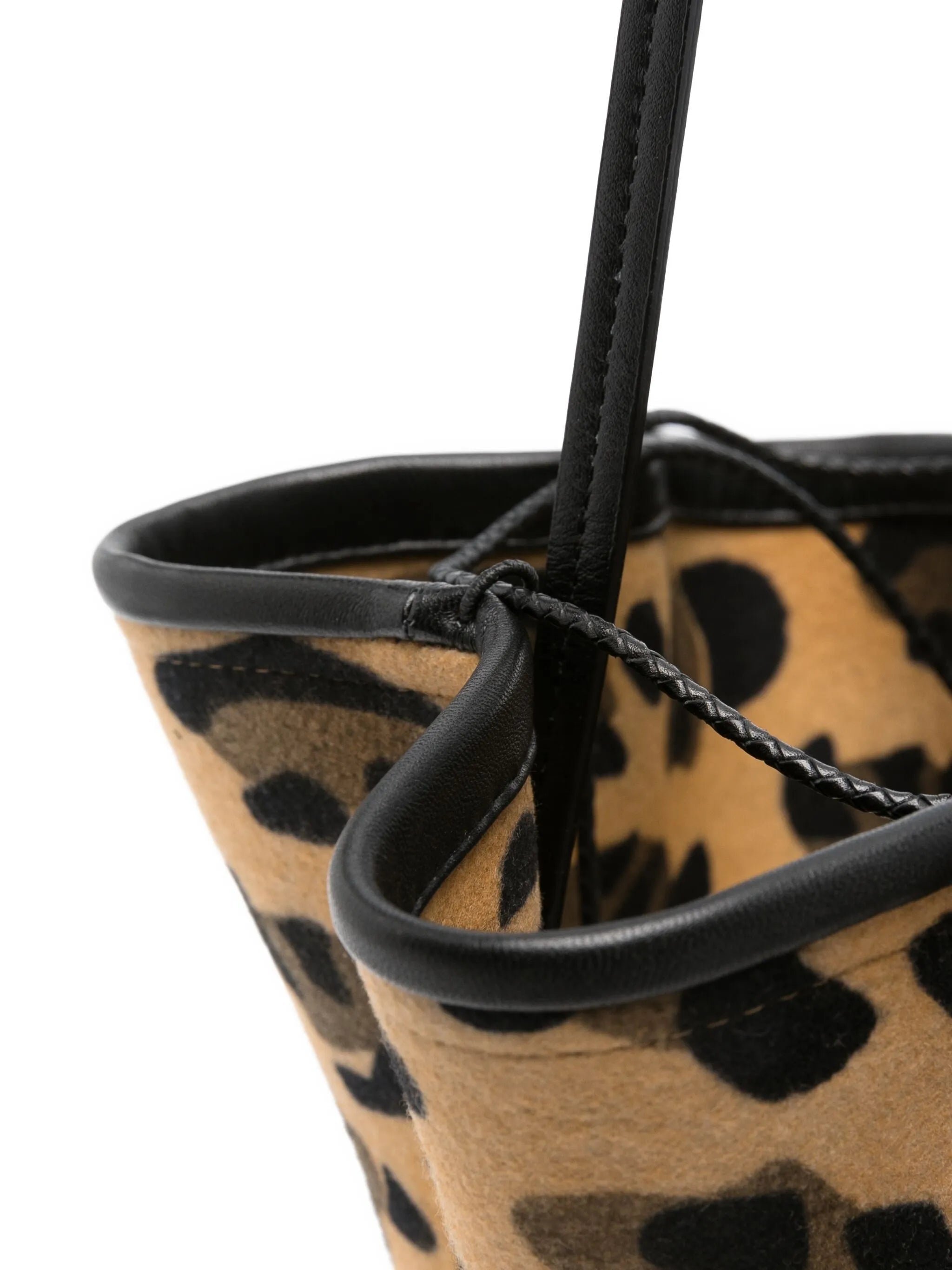 leopard-print ruffled bucket bag