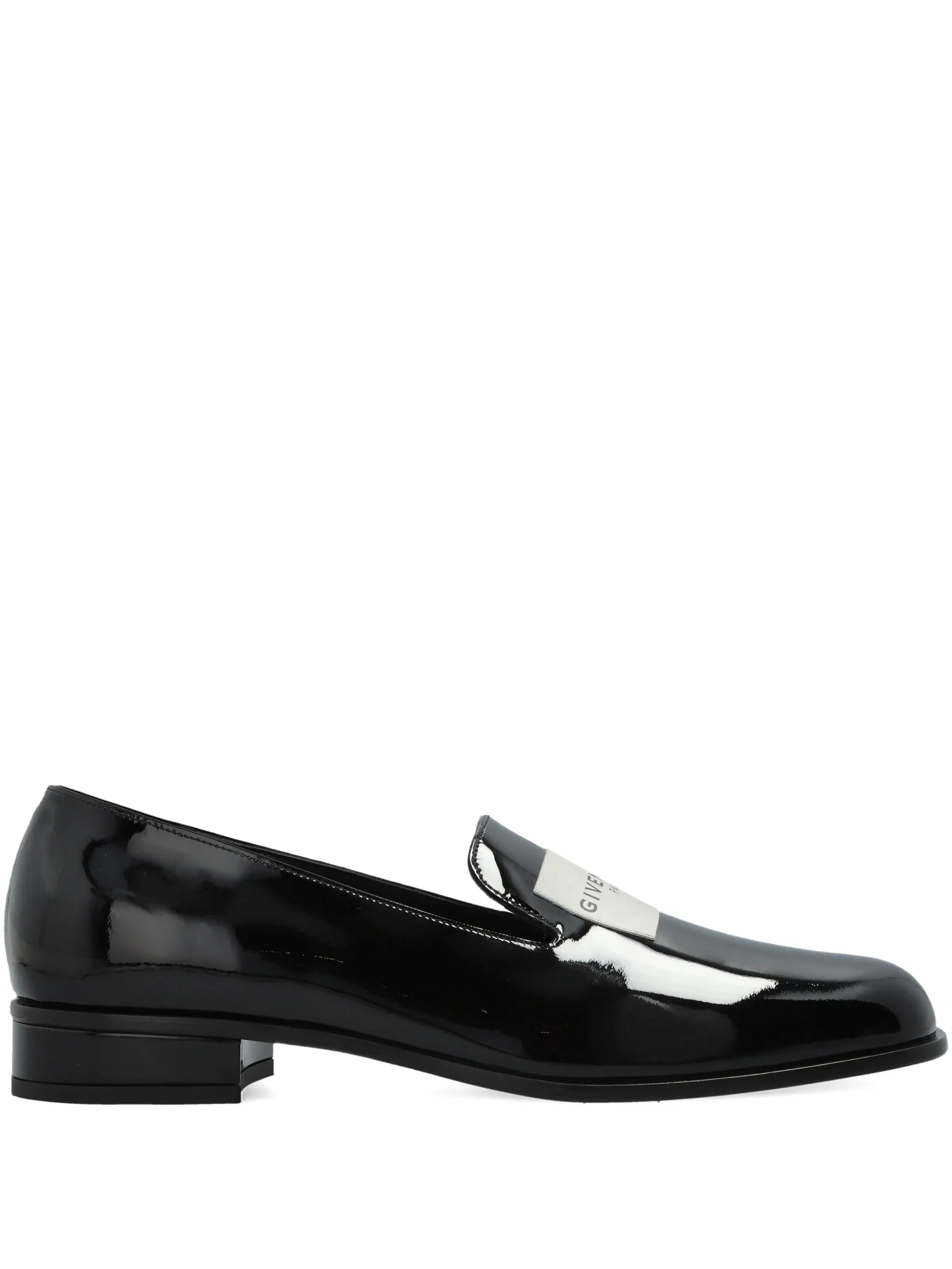 logo-plaque patent leather loafers